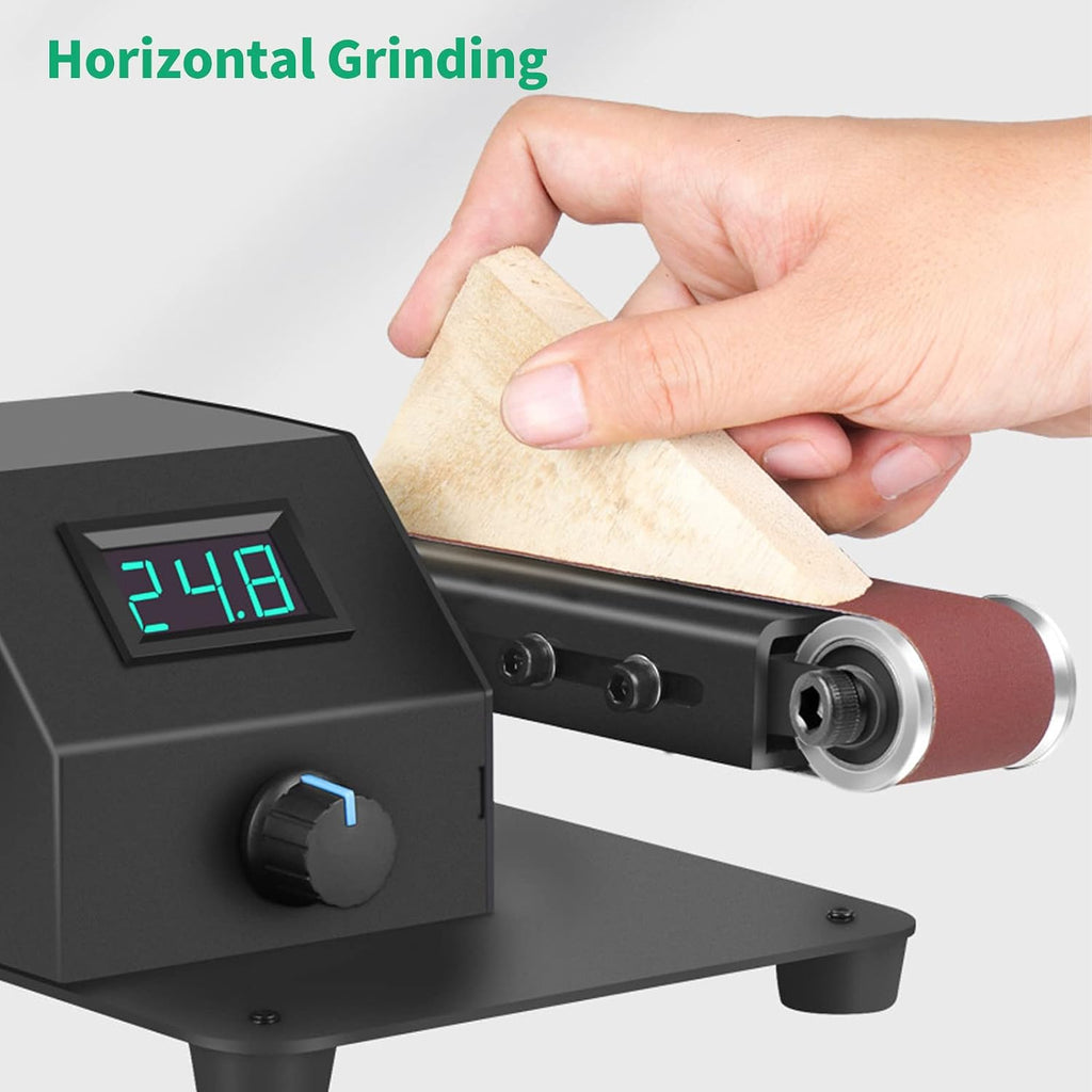 Benchtop Belt Sander with 10 Abrasive Belts 30 Type, 350W 0~90° Adjust Digital Display Sanding Belt Machine, 0~10000Rpm Electric Polishing Grinding Tool