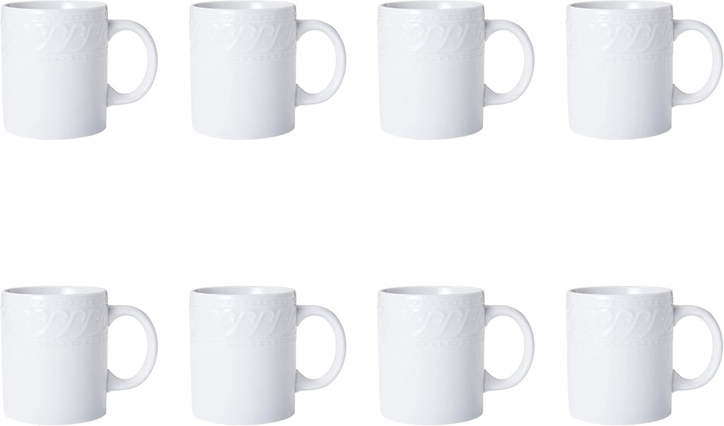 Pfaltzgraff Sylvia 32-Piece White Dinnerware Set, Service for 8, Durable Stoneware Plates, Bowls, and Mugs, Microwave and Dishwasher Safe
