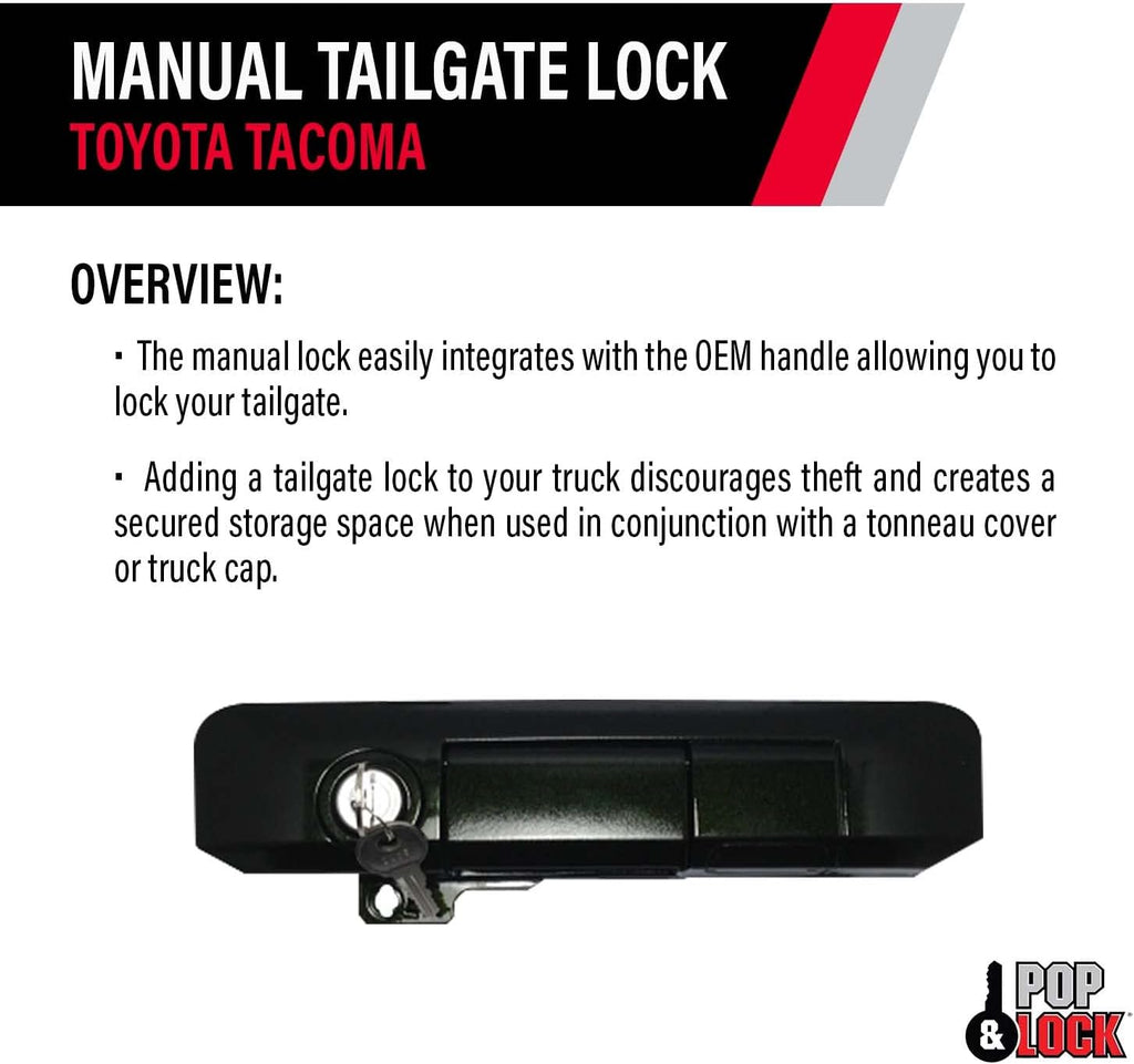 Pop & Lock PL5511 Spruce Mica Manual Tailgate Lock for Toyota Tacoma (Standard Lock)