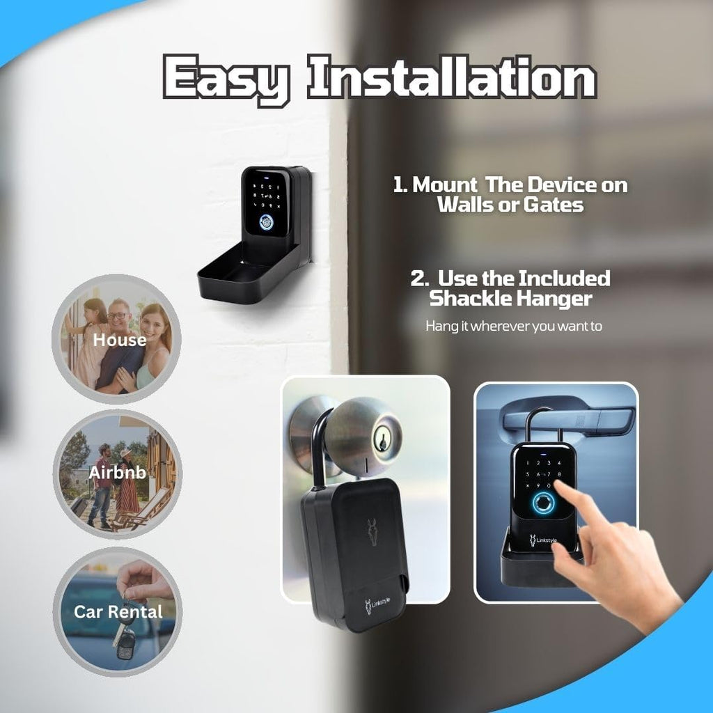 Matrix II Smart Key Lock Box by LINKSTYLE — Includes WiFi Hub (2.4GHz wi-fi only) for Remote Access, Waterproof, Wall mountable, 5-Unlock Modes, for Airbnb, Realtors, Hotels, Car Rentals