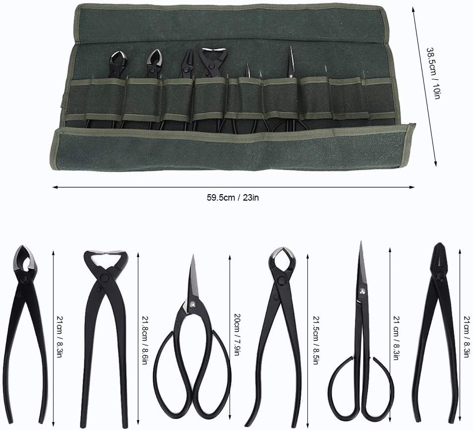 Bonsai Cutting Tools Set, 6Pcs Steel Scissors and Pliers Durable Portable Plant Tree Scissors with a Storage Bag for Gardening Enthusiast
