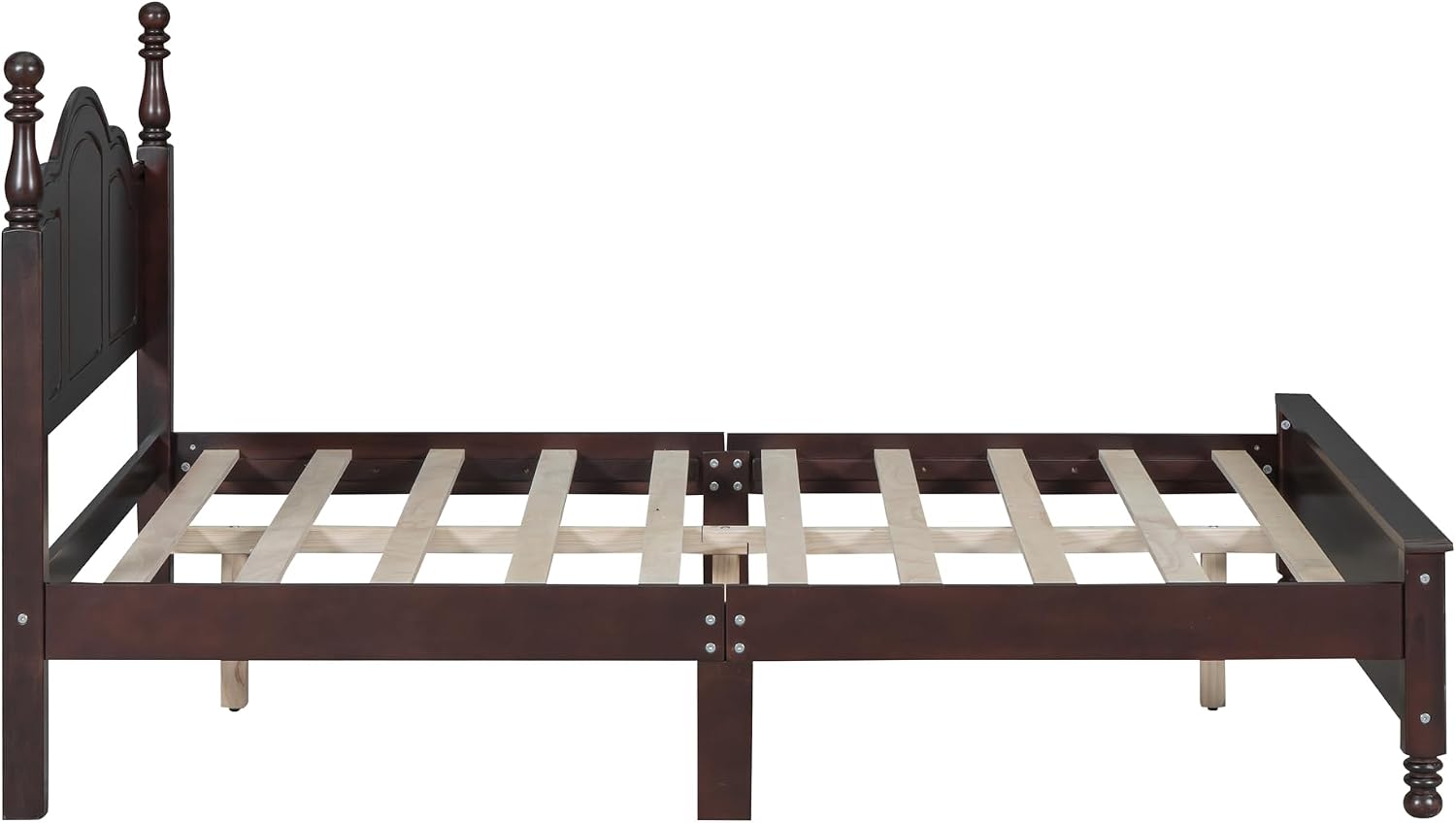 JIVOIT Wood Full Bed Frame with Headboard and Footboard, Retro Style Platform Bed with Wooden Slat Support, Solid Wood Foundation, Full Size Wooden Bed Frame
