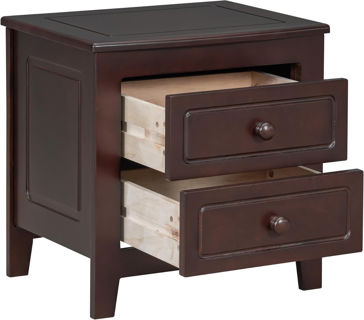 A Three-Piece Furniture Set, A Sturdy Wooden Bed with A Bedside Table, Suitable for A Family Setting(Dark Walnut(Full))