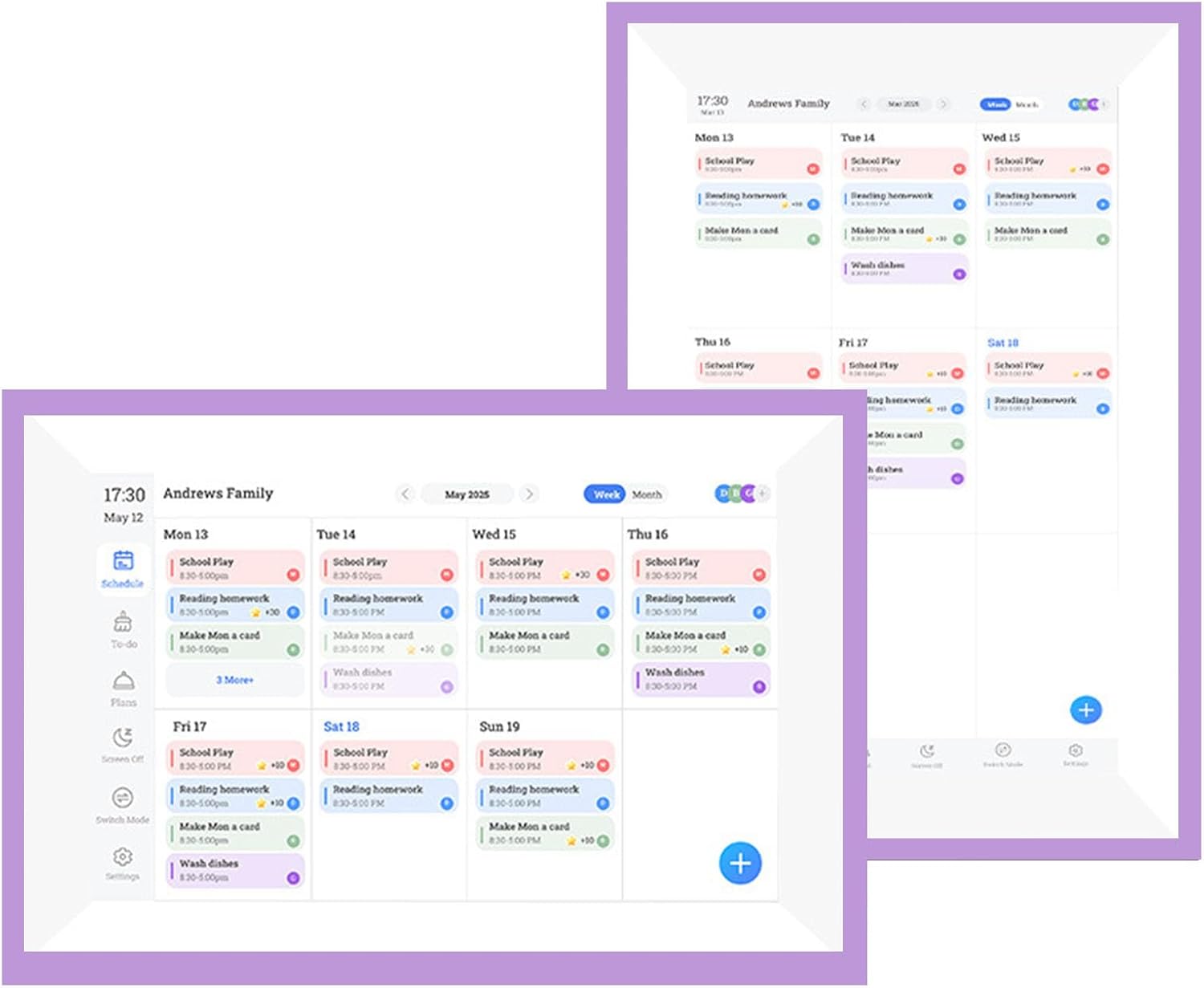 Cryfokt 10.1in 1280X800P Smart Digital Calendar with Chore Chart and Meal Schedule, Full HD Touchscreen Family Planner, ABS Functionality Digital Planner, Photo Frame