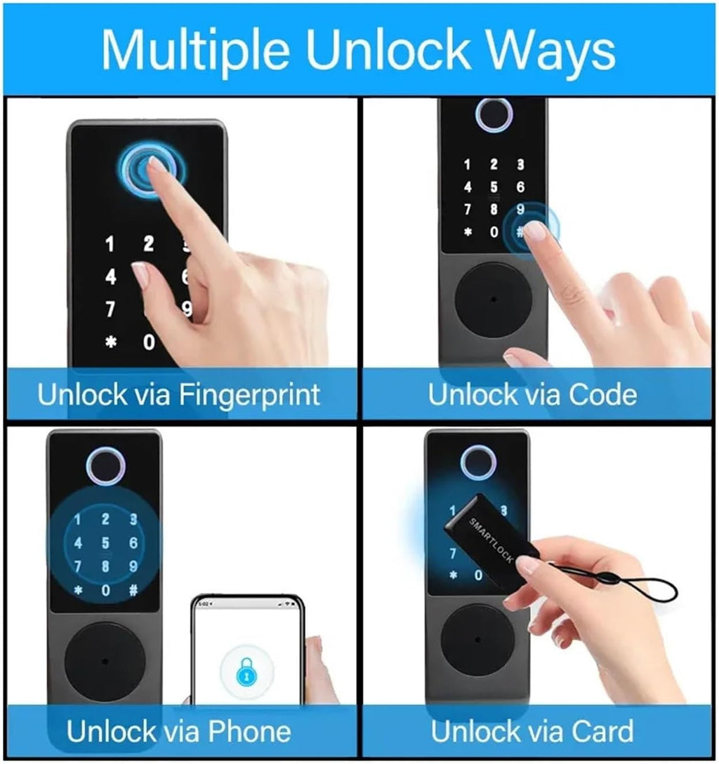 Tuya WiFi Smart Lock Waterproof IP65 Double Side Fingerprint Code IC Card Electronic Outdoor Gate Lock 8 Languages Speaker(D)