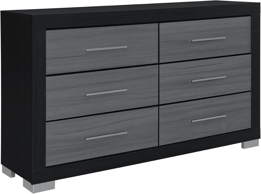5PC Black Grey Full Bedroom Set