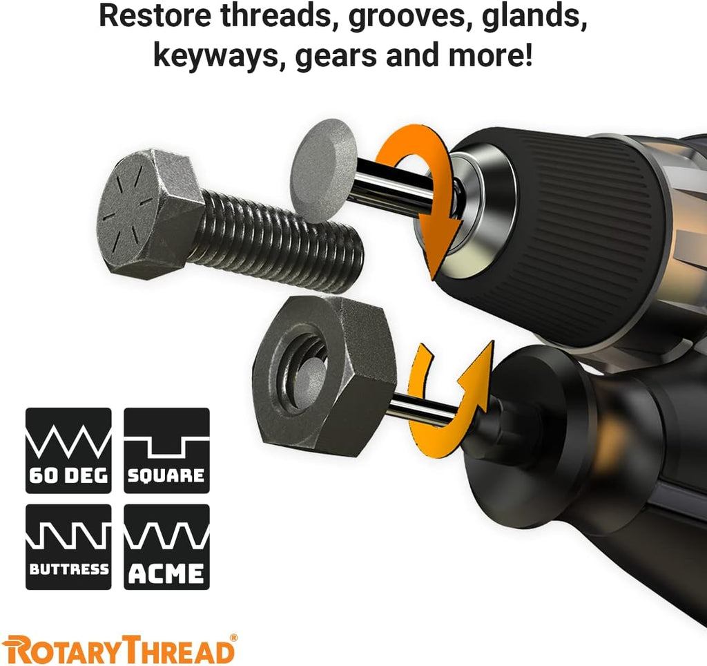 Repair Kits - Faster & Easier to Chase, Restore & Clean Internal or External Threads, All in One Universal Thread Files Set, Inch, Metric, Grooves, Glands, Acme, Buttress Thread