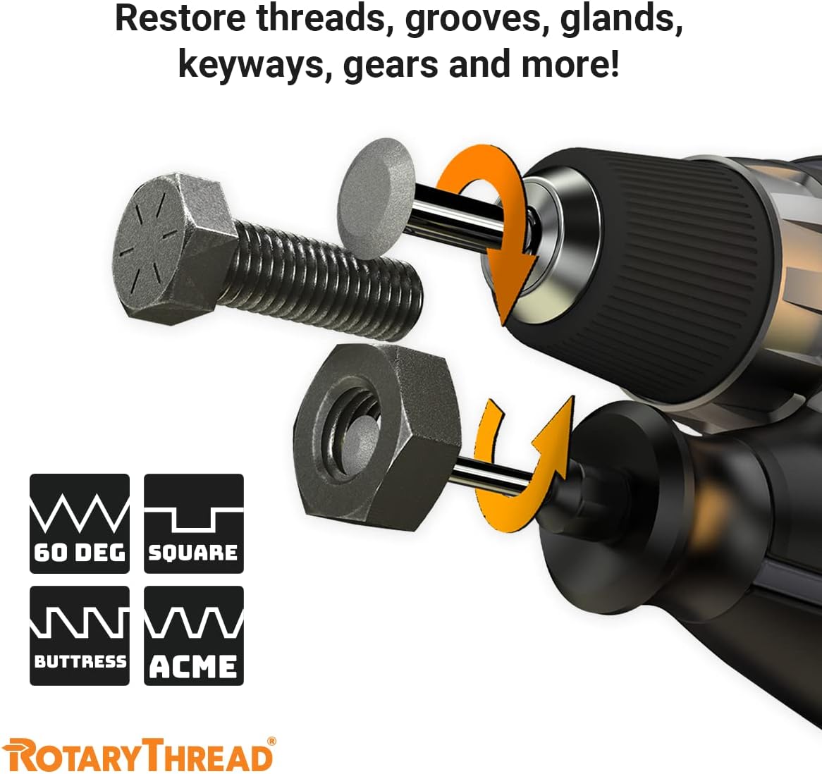 Repair Kits - Faster & Easier to Chase, Restore & Clean Internal or External Threads, All in One Universal Thread Files Set, Inch, Metric, Grooves, Glands, Acme, Buttress Thread