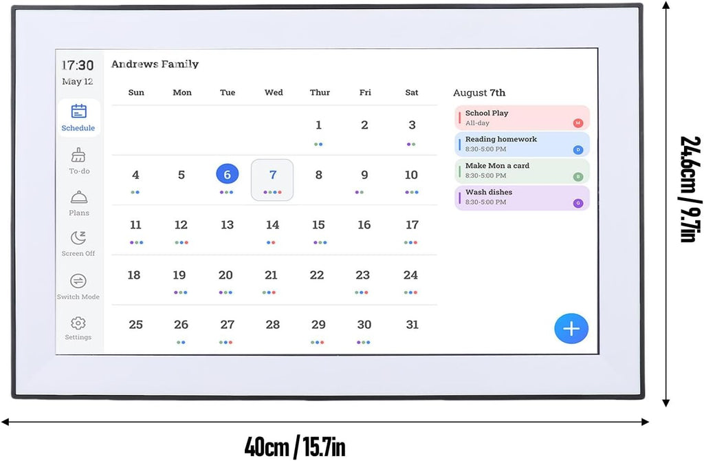 Dpofirs 15.6 Inch Digital Calendar, Wall Planner, Chore Chart, Family Schedules, for Organizing Calendar, Smart Touchscreen Interactive Display, for Home Wall or Desktop (white)