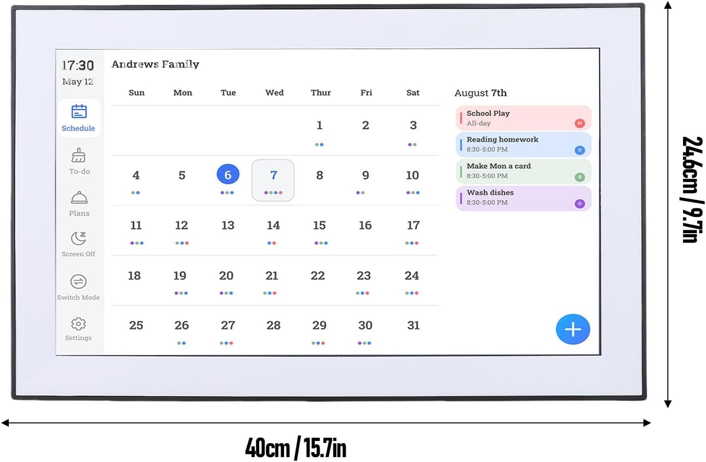 Dpofirs 15.6 Inch Digital Calendar, Wall Planner, Chore Chart, Family Schedules, for Organizing Calendar, Smart Touchscreen Interactive Display, for Home Wall or Desktop (white)