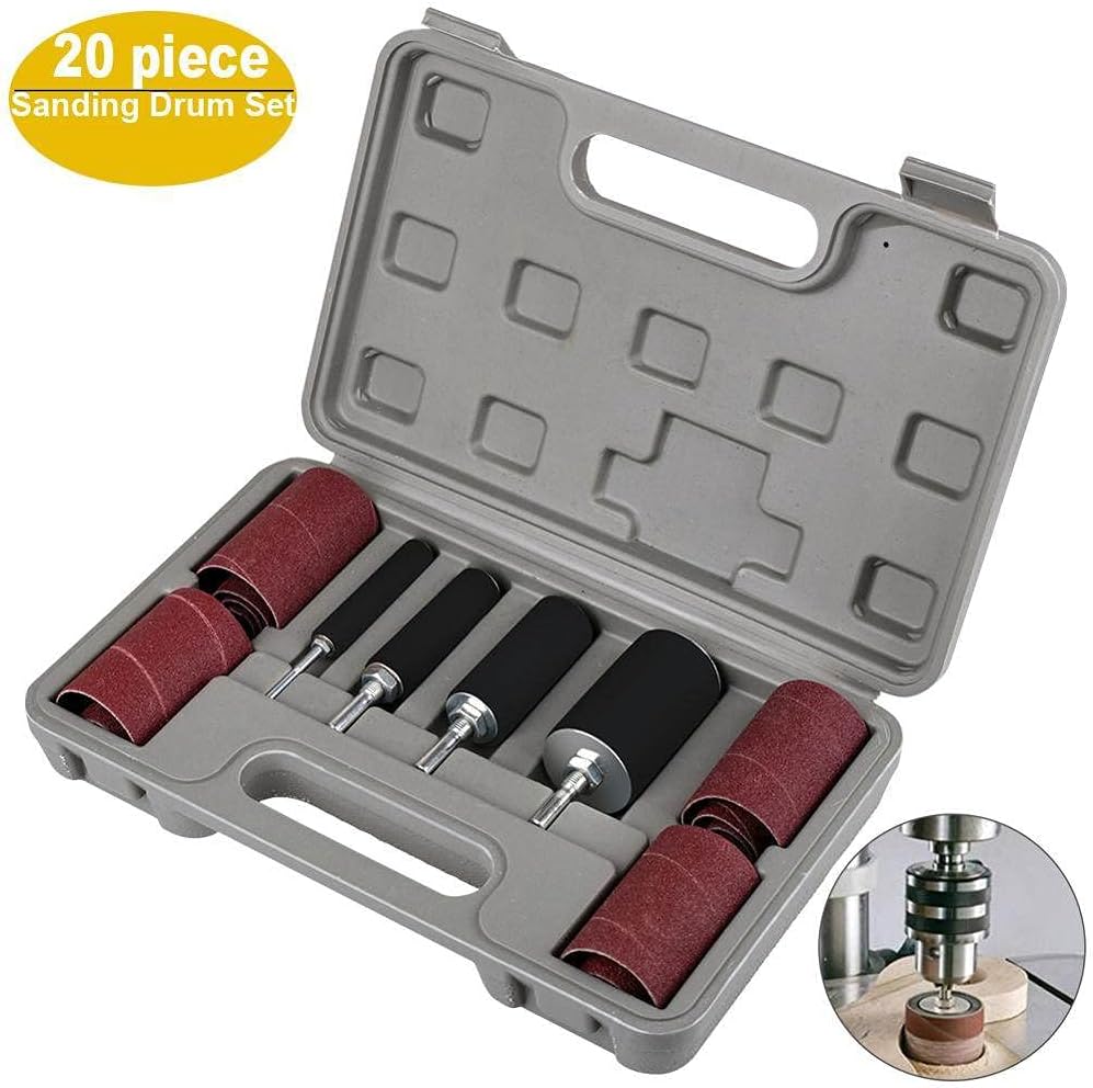 With Storage Box Durable Rubber Abrasive Sleeves Woodworking Metal Polishing Drum Sanding Kit DIY Professional For Drill Press,as shown