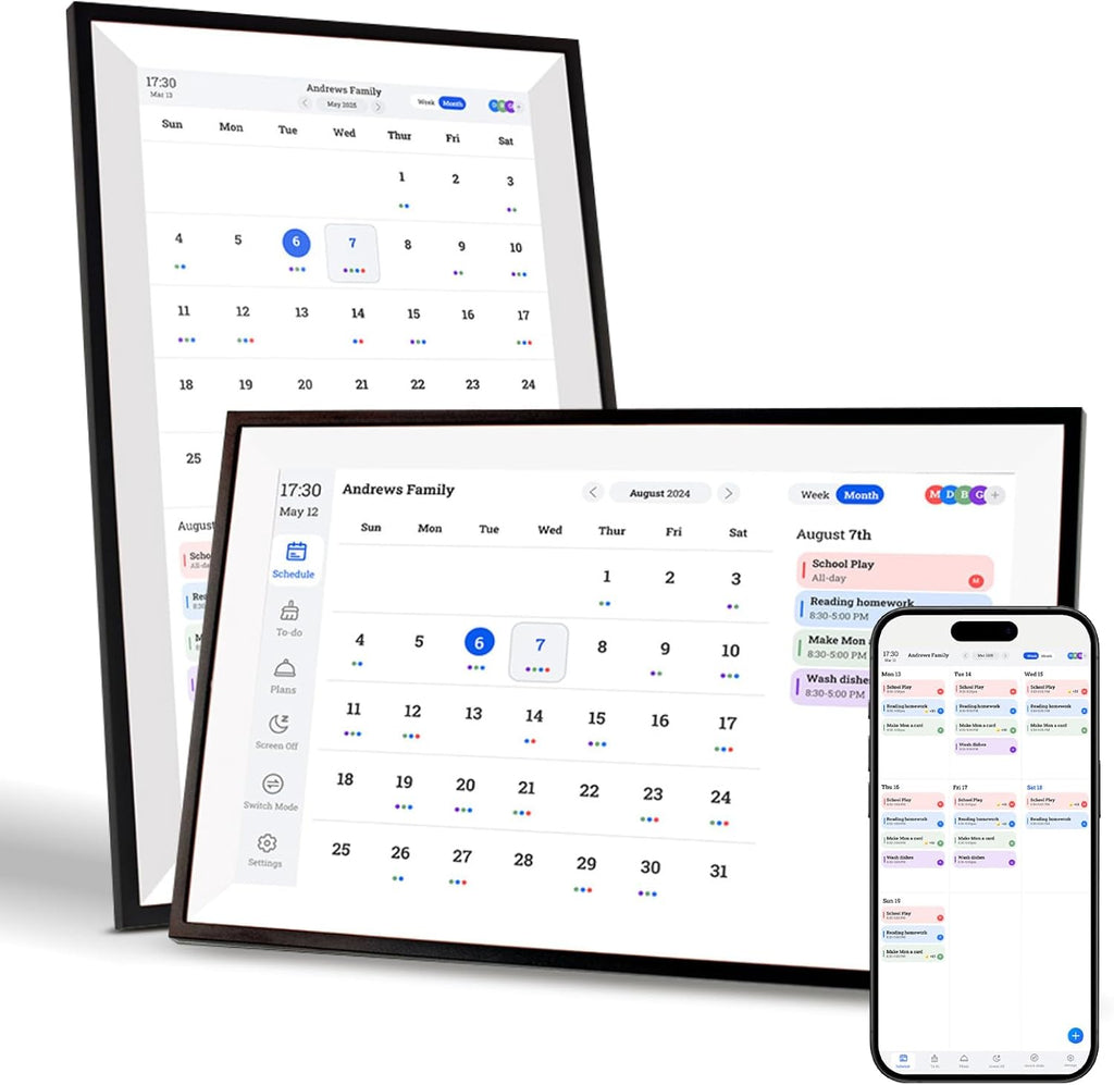 eLinkSmart 15.6' Touchscreen Smart Family Planner, AI Photo Frame with Old Photo Restoration, Digital Calendar, Art Gallery, Google iCloud Sync, SD Card Offline Playback, App-Controlled