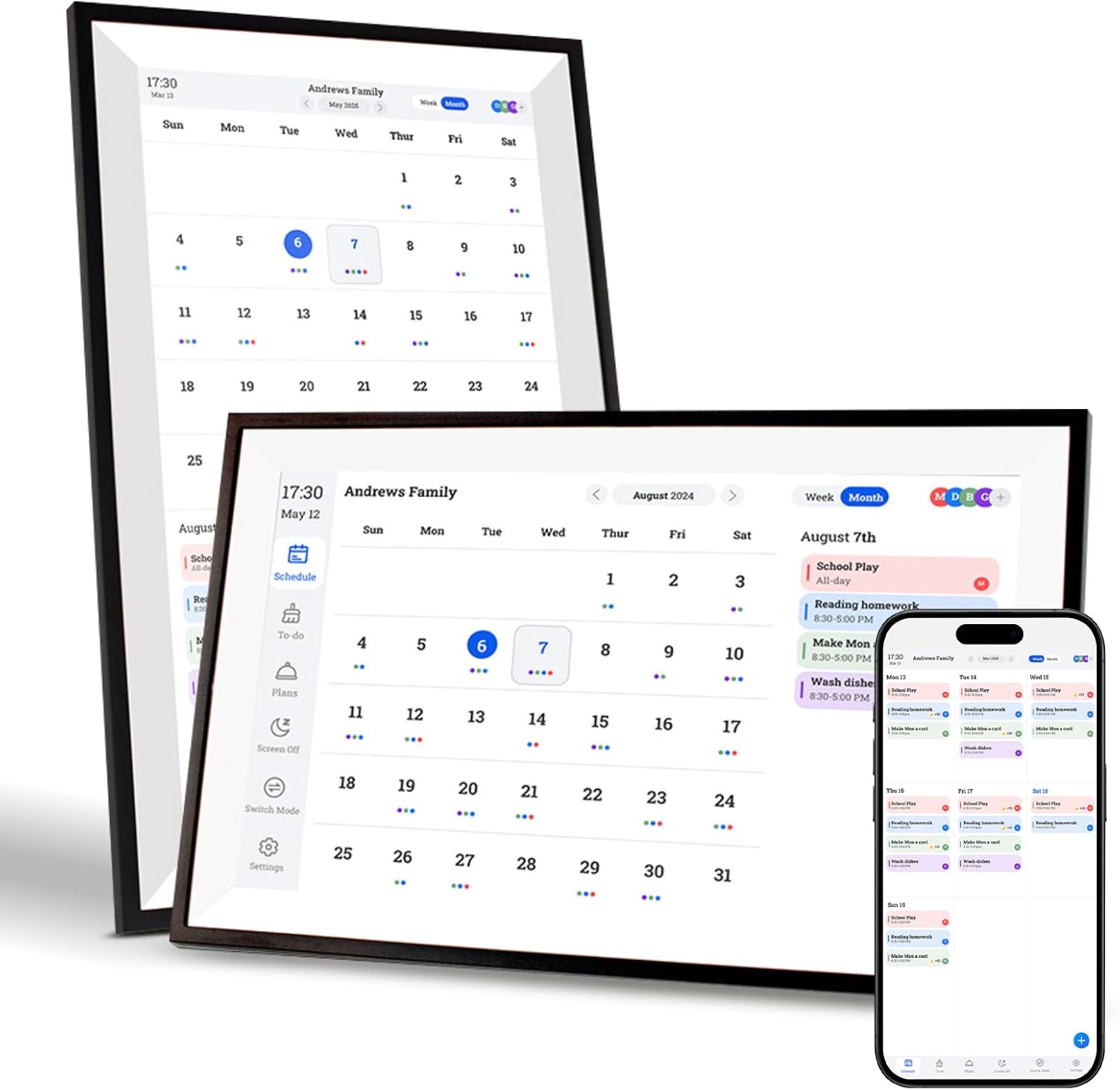 eLinkSmart 15.6' Touchscreen Smart Family Planner, AI Photo Frame with Old Photo Restoration, Digital Calendar, Art Gallery, Google iCloud Sync, SD Card Offline Playback, App-Controlled