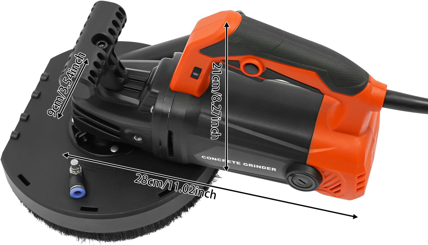 Concrete Grinder, 7' Grinding Wheel Angle Grinder Kit with Dust Shroud, 2200W Floor Grinde Tile Adhesive Removal Machine for Grinding Cement Walls, Floors, Roofs