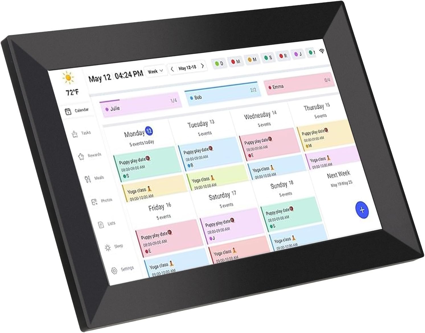 Jiawu 10.1 Inch Smart Digital Calendar, HD Touchscreen Family Planner with Interactive Chore Chart and Meal Planner, Two Way Sync, Electronic Picture Frame Share Moments (US)