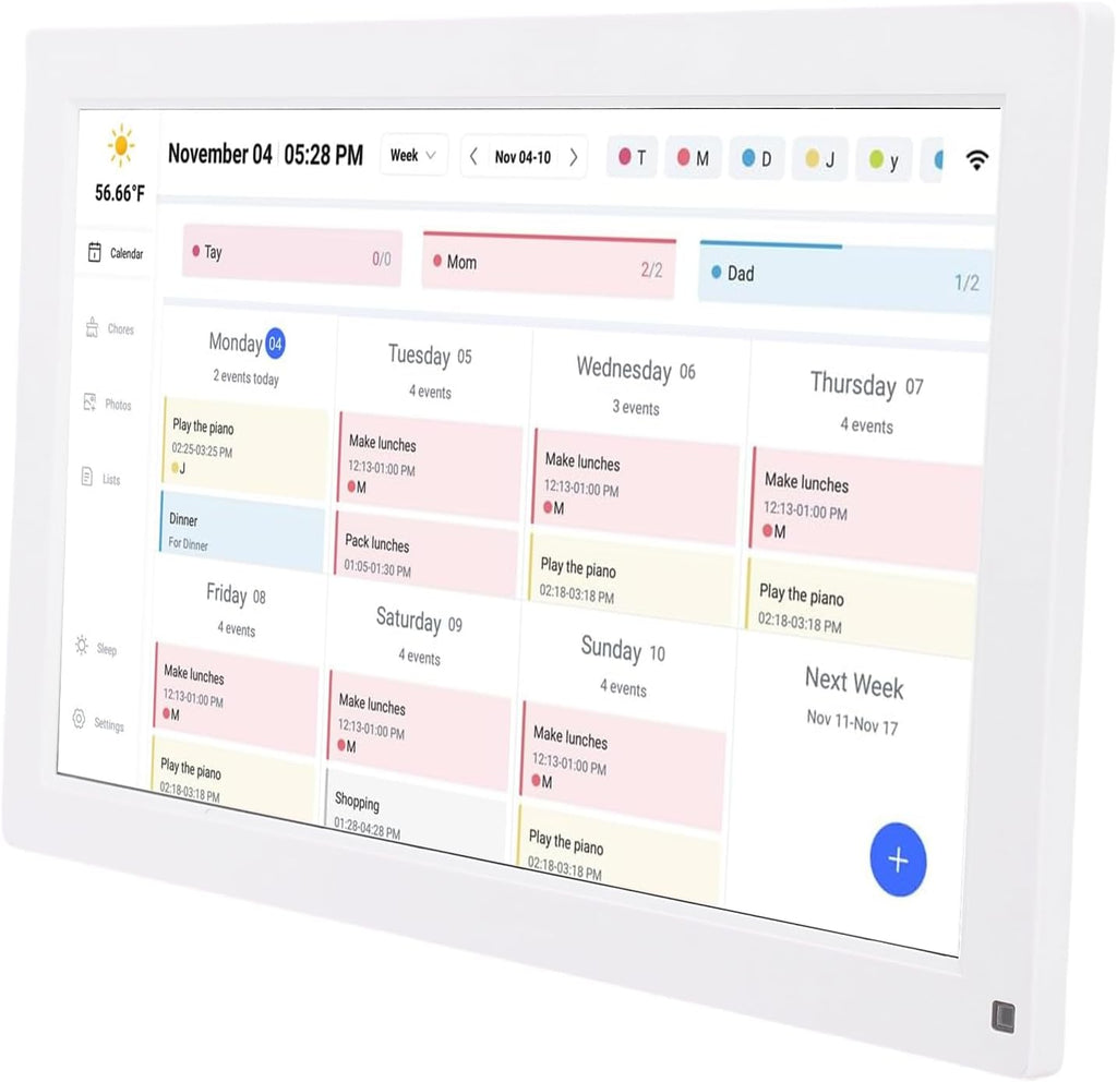 Tangxi 15.6 Inch Smart Digital Calendar, Electronic Chore Chart & WiFi Planner with Touchscreen, Weekly Monthly Family Organizer for Wall or Desk (US Plug)