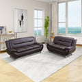 Contemporary Living Room Furniture Set, Vegan Leather Sofa Set for Living Room/House/Bedroom/Office/Apartment (Brown, Sofa+Loveseat)