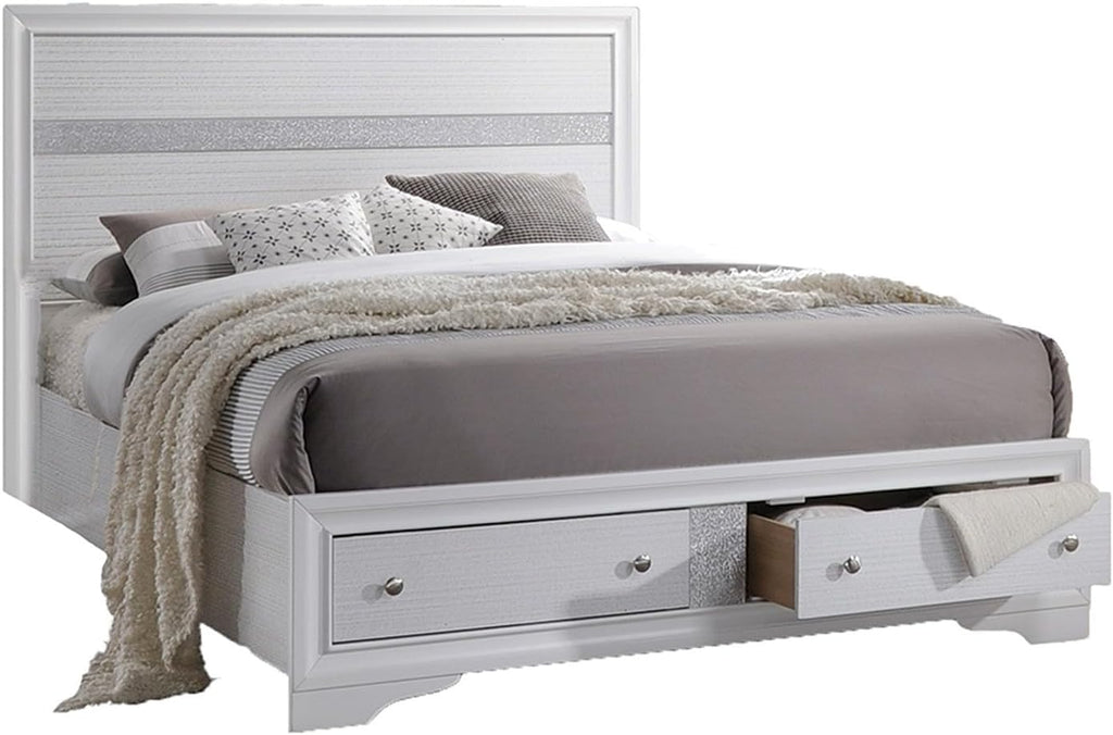 GOWE Traditional Style Full 4 Piece Storage Bedroom Set Made with Wood in White
