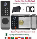Tuya Smart Lock Waterproof IC Card Remote Control Digital Keypad Electronic Outdoor WiFi Fingerprint Lock for Home Garden Gate(Double NO APP B)