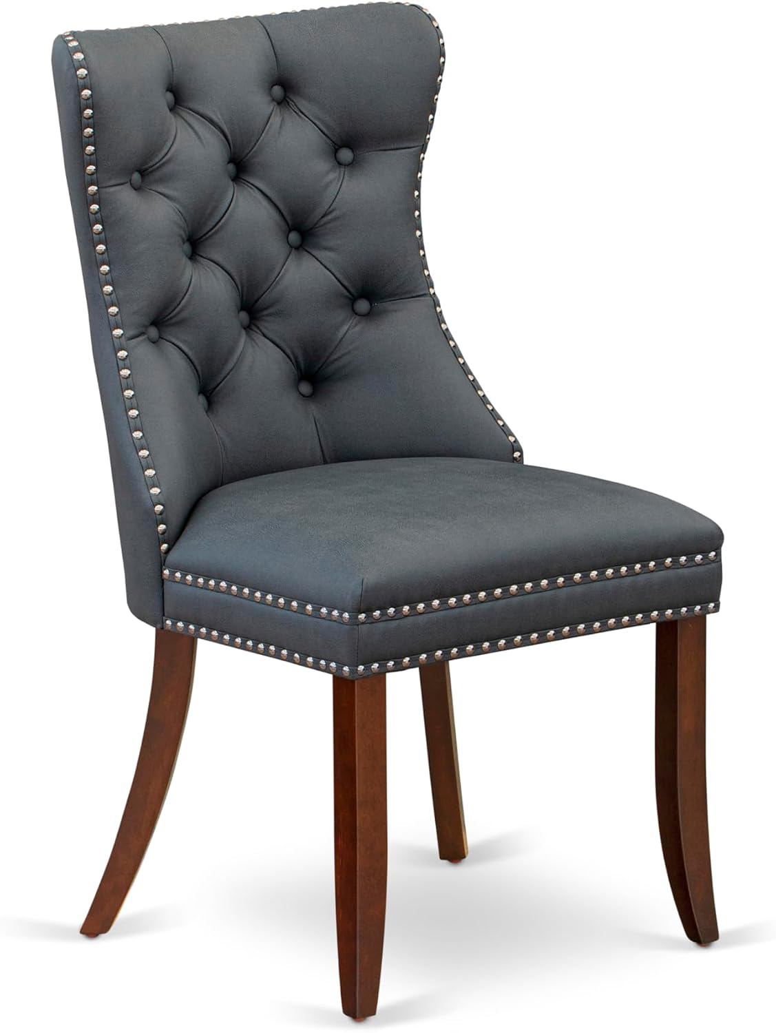 East West Furniture HLDA3-MAH-13 3 Piece Kitchen Table & Chairs Set Includes a Round Dining Table with Pedestal and 2 Polyester Fabric Upholstered Chairs, 42x42 Inch, Mahogany