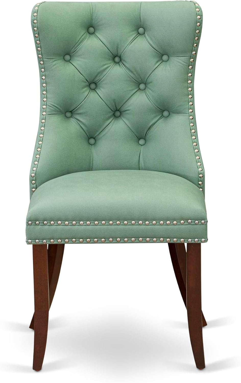 East West Furniture HLDA3-MAH-22 3 Piece Kitchen Table & Chairs Set Includes a Round Dining Table with Pedestal and 2 Polyester Fabric Upholstered Chairs, 42x42 Inch, Mahogany