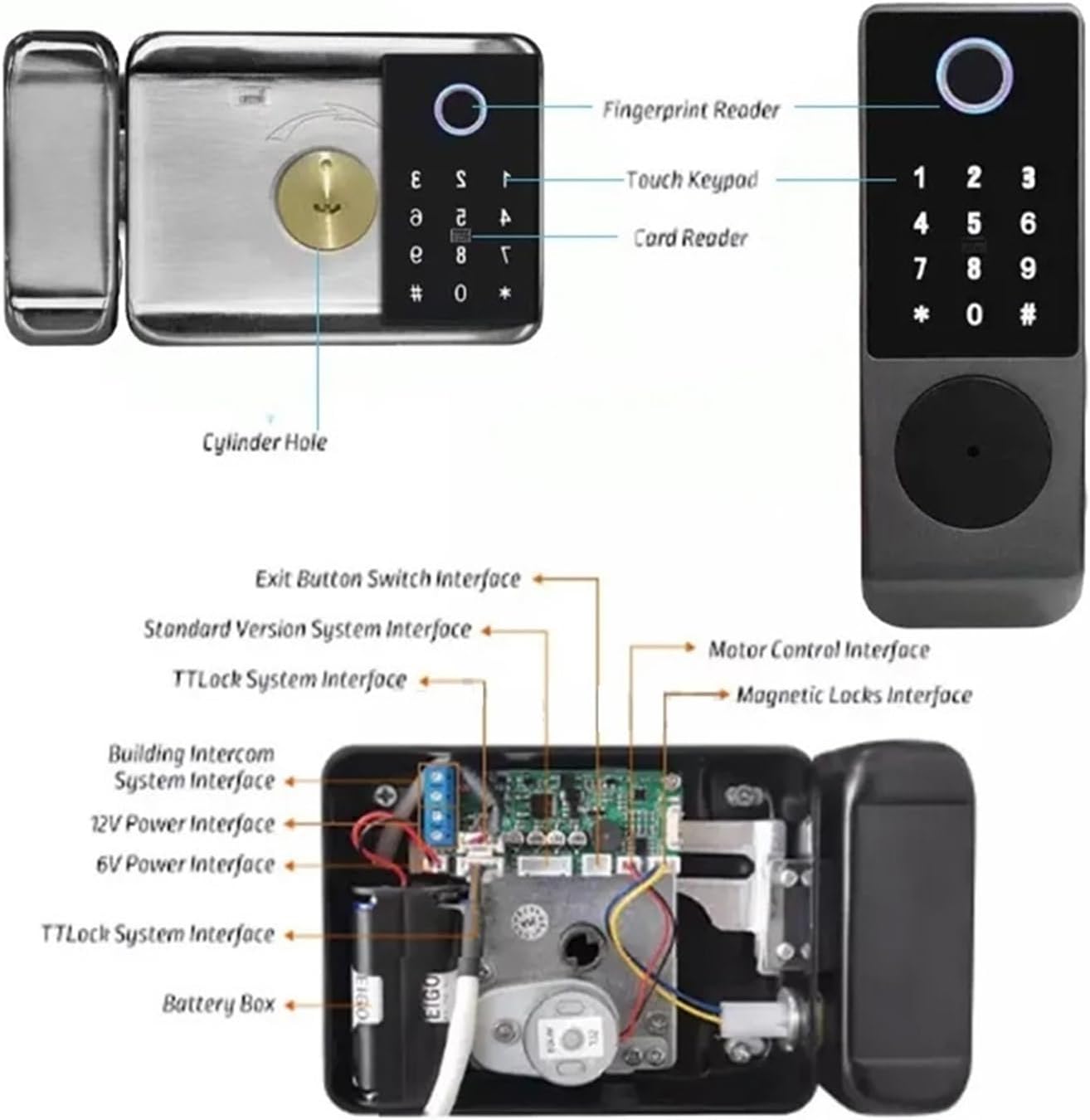 Waterproof Tuya Smart Lock WiFi Double Side Fingerprint Lock Outdoor Gate Digital Password Remote App Home Electronic Rim Lock (Color : Tuya(Double Code))
