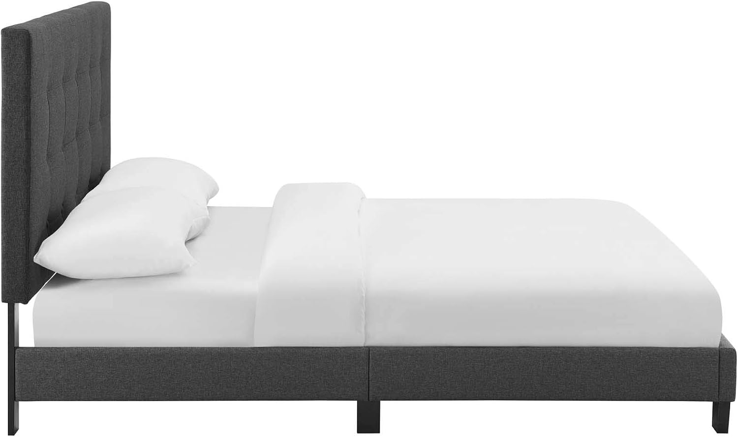 Modway Melanie Tufted Fabric Upholstered Queen Platform Bed in Gray