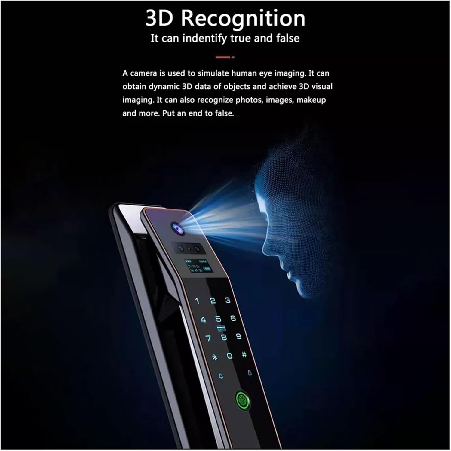 Luxury Smart Lock with Camera, Outdoor Safety Electronic Lock, 3D Facial Recognition Smart Door Lock