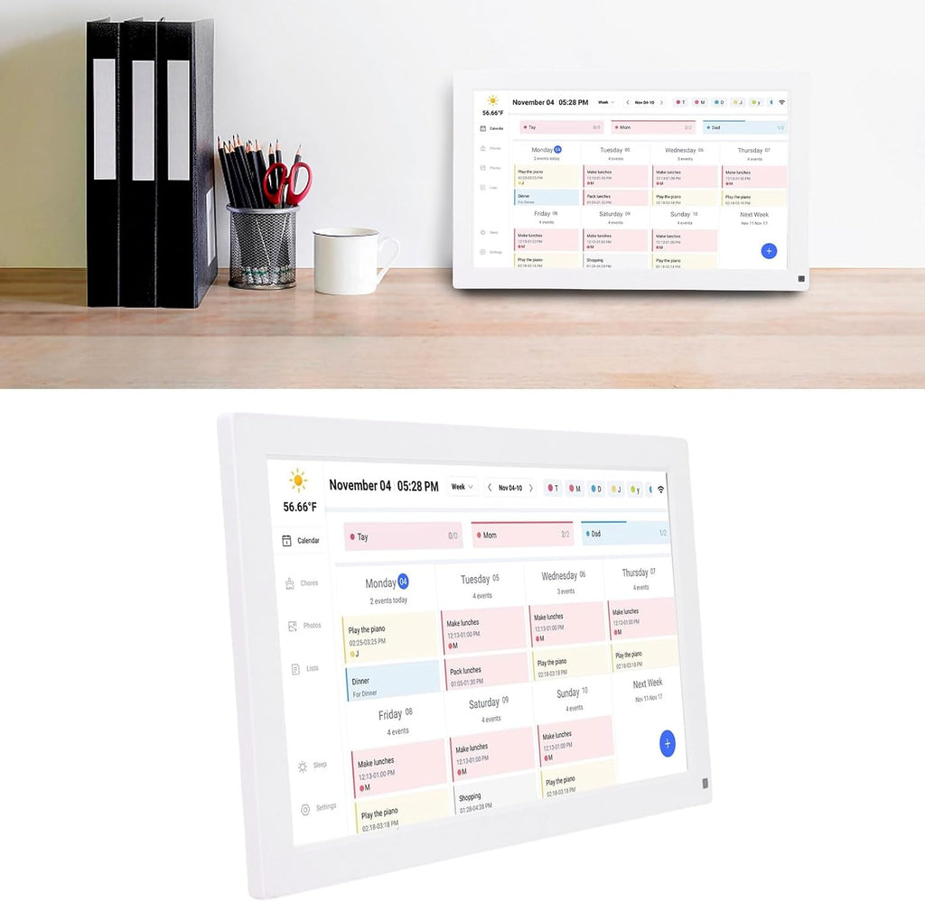 Dpofirs 15.6 Inch Digital Calendar, Wall Planner, Chore Chart, Smart Touchscreen Family Schedule Organizer, Meal Planning Photo Frame, for Wall Desk Mount (white)