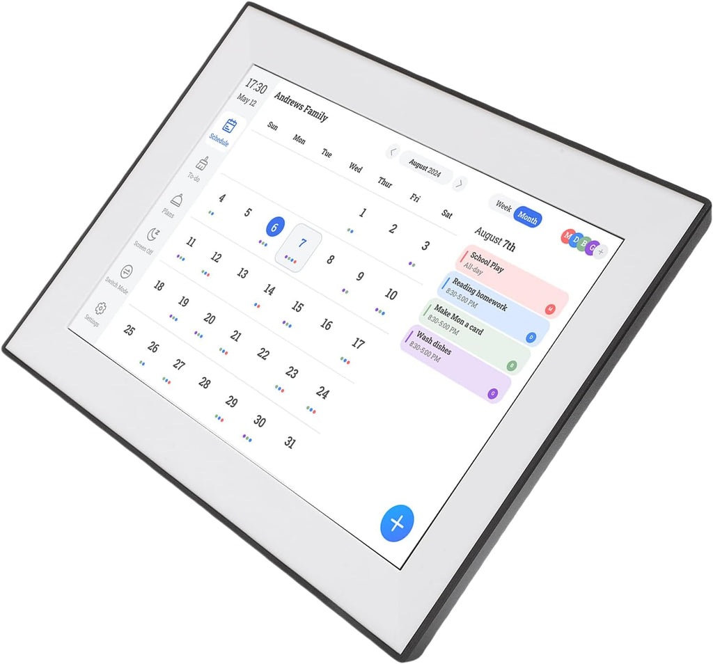 Fockety 10.1 Inch Digital Calendar, Wall and Desk Mountable Meal Planner, Interactive Electronic Calendar with Smart Touchscreen for Family Schedules and Meal Planner (US Plug)