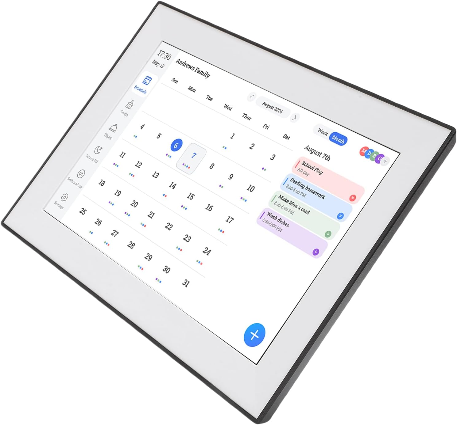 Fockety 10.1 Inch Digital Calendar, Wall and Desk Mountable Meal Planner, Interactive Electronic Calendar with Smart Touchscreen for Family Schedules and Meal Planner (US Plug)