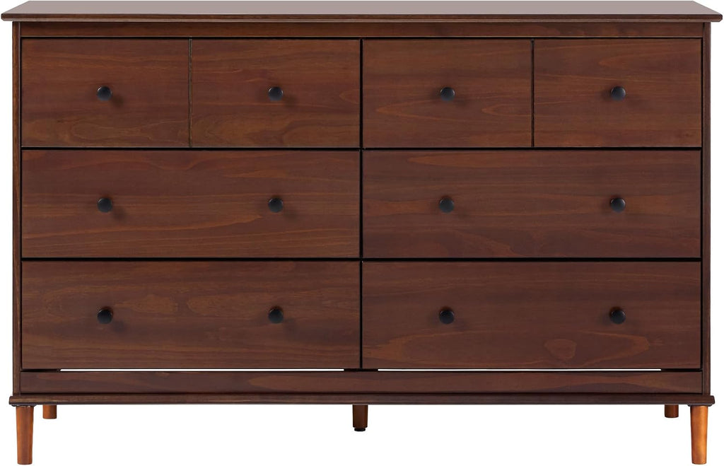 Walker Edison Modern 6-Drawer Solid Wood Dresser Bedroom Storage, 57 Inch, Walnut