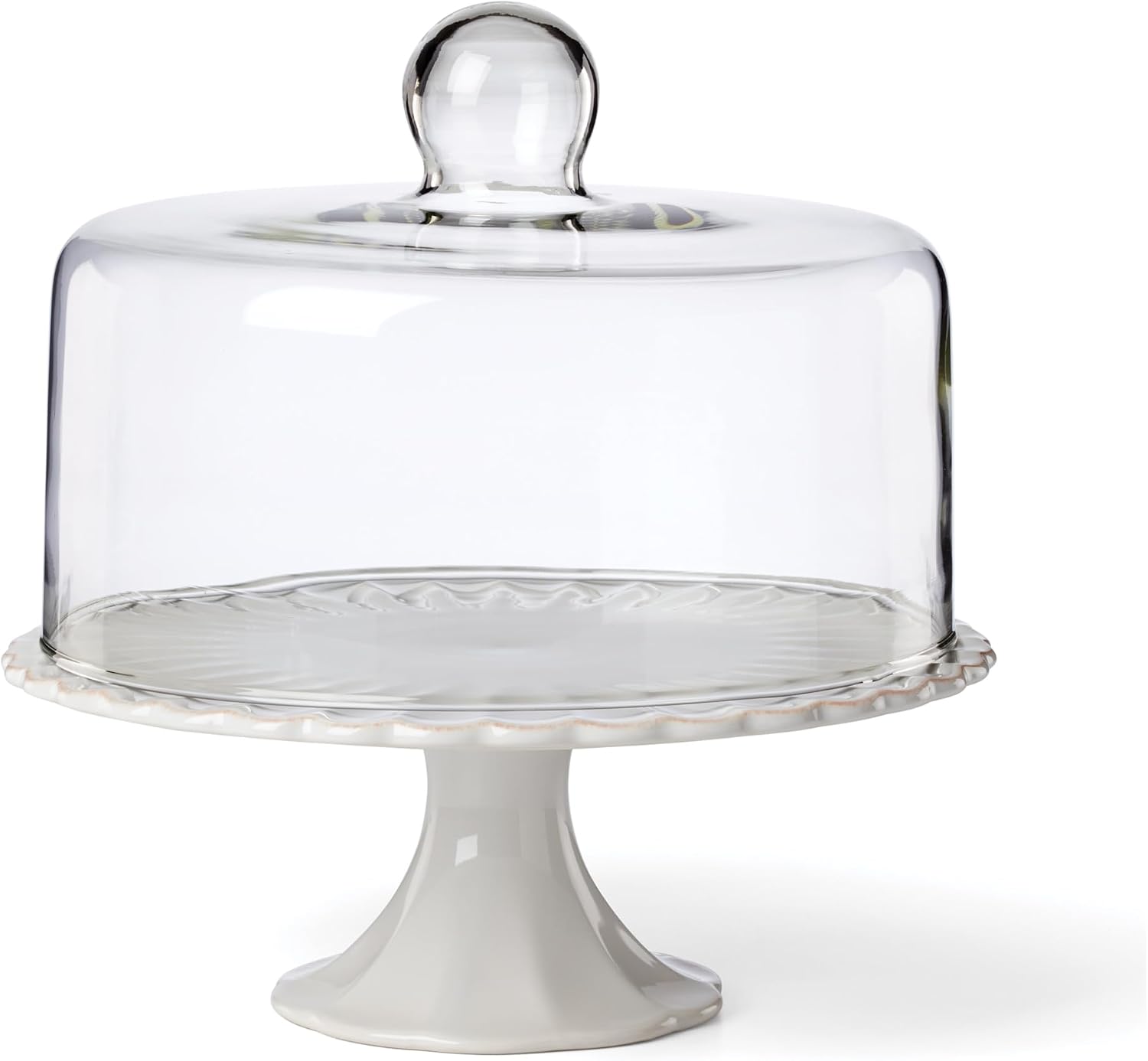 Lenox 896913 French Perle White Cake Plate with Dome, 11' H x 10.25' D