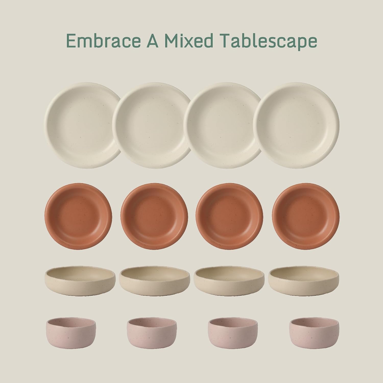 Bloomhouse - Two Time Oprah's Favorite Things Winner - Corsica Clay 16 Piece Stoneware Rustic Reactive Glaze Dinnerware Set - Stackable Plates and Bowls Set. Service for 4 - Matte Assorted Colors