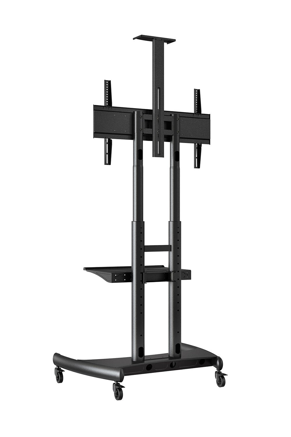 LUXOR FP4000 Adjustable-Height Large-Capacity LCD TV Stand, 25 lbs, Stand 39.25'W x 28.25'D x 48' to 65'H in 2' increments, Shelf 19.625'W x 11'D, Four 3' Casters, All with Locking Brakes