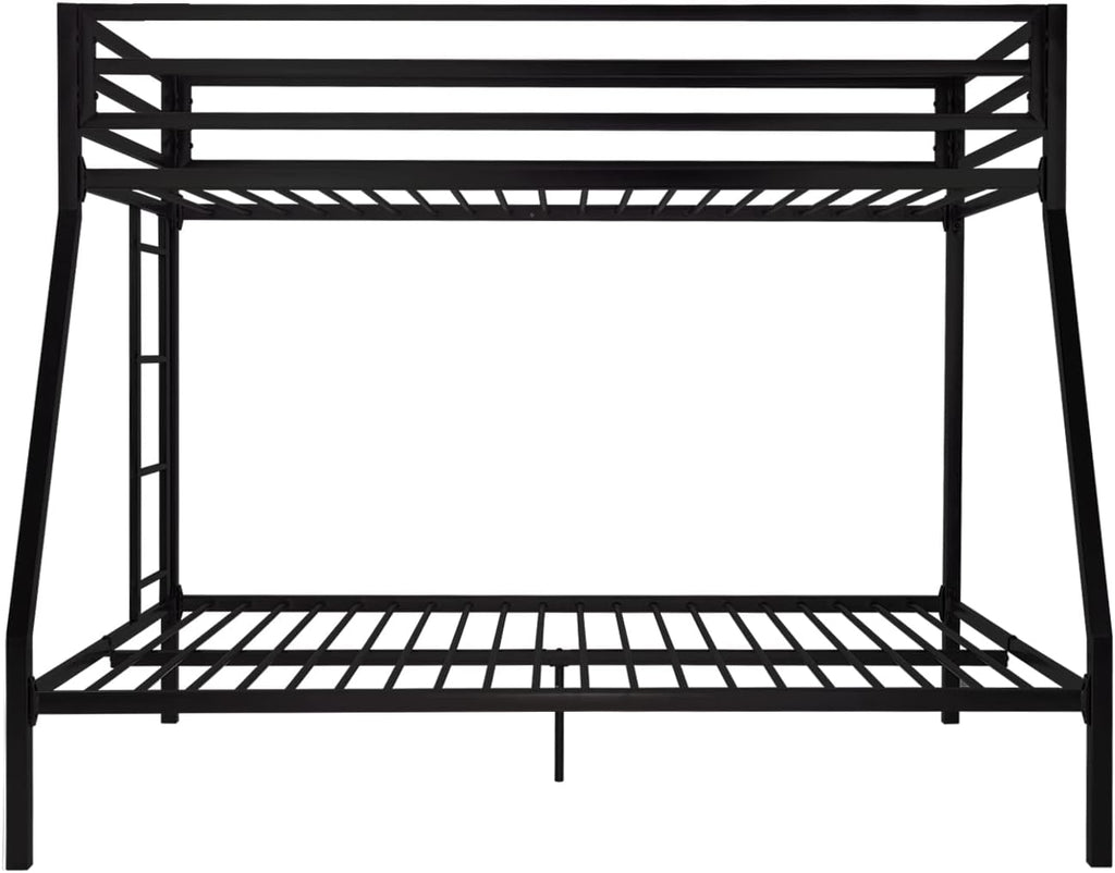 SHA CERLIN Loft Bunk Bed Twin Over Full Size with Ladder and Guardrail,Heavy Duty Metal Slats Support No Box Spring Needed Small Space Saving Furniture for Bedroom Dorm,Black