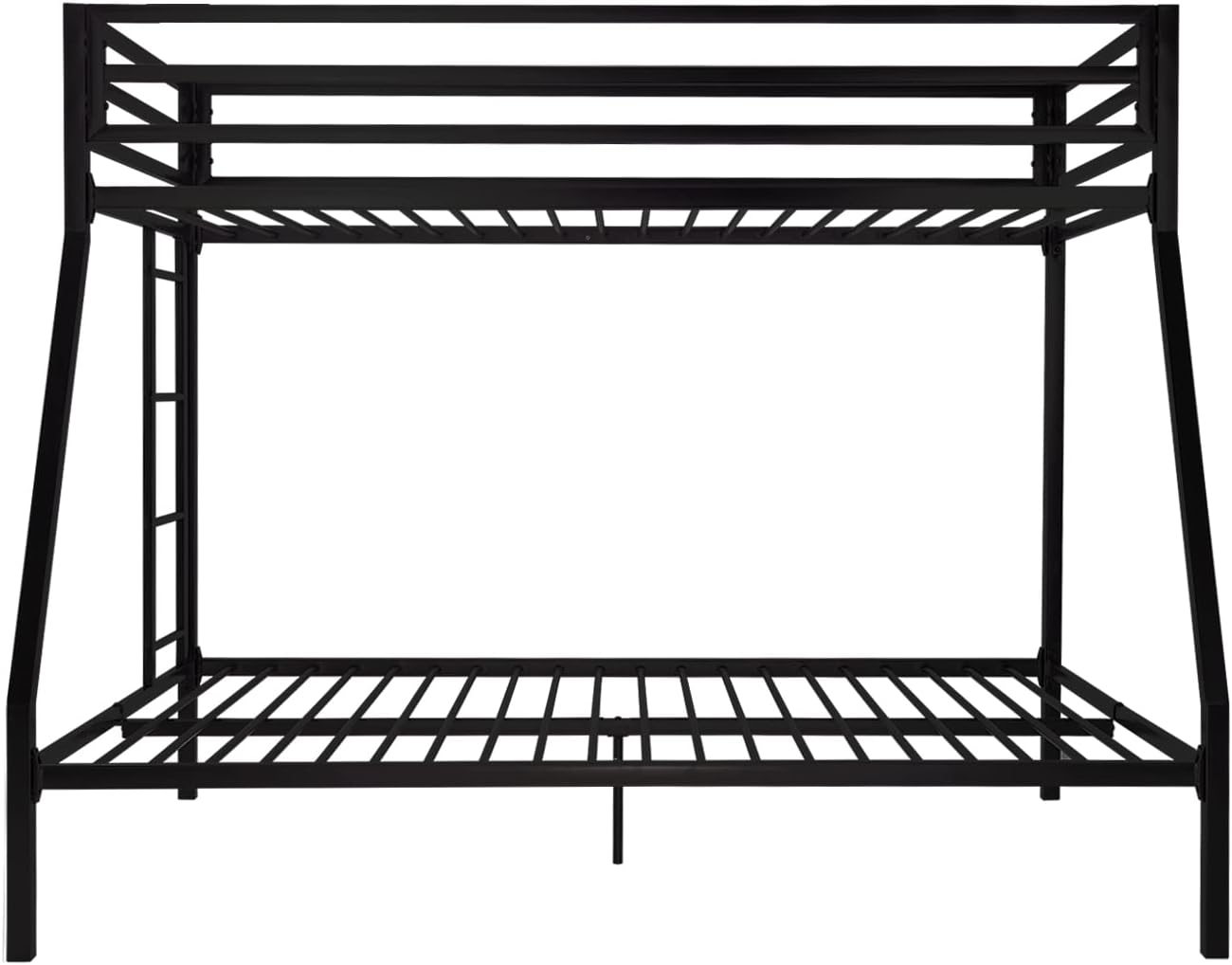 SHA CERLIN Loft Bunk Bed Twin Over Full Size with Ladder and Guardrail,Heavy Duty Metal Slats Support No Box Spring Needed Small Space Saving Furniture for Bedroom Dorm,Black
