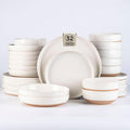 AmorArc Ceramic Dinnerware Sets with Pasta Bowls for 8, Handpainted Plates and Bowls Set with Rustic Terracotta Underside, Scratch Resistant Dishes Set, Dishwasher & Microwave Safe, 32 Pcs