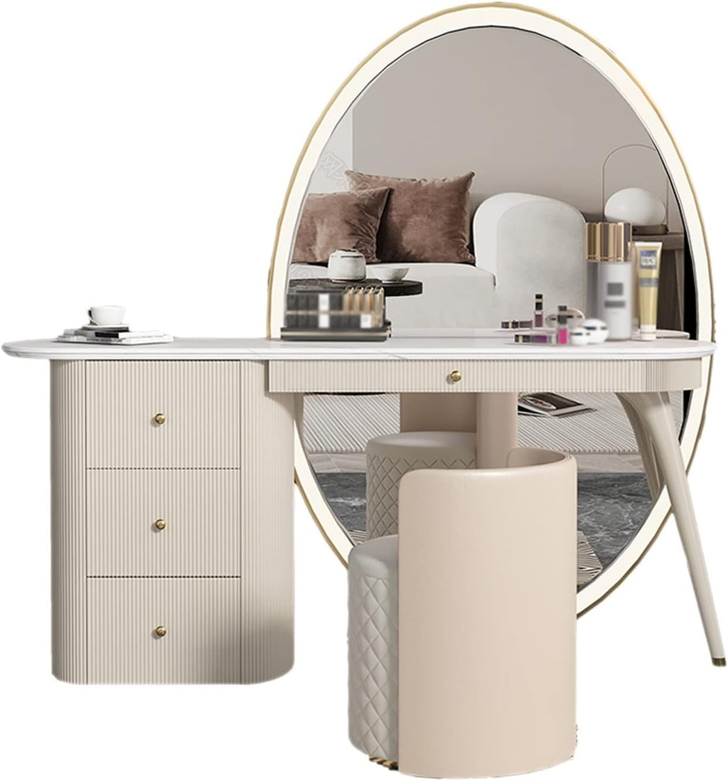 Dressing Table Dresser Makeup Table Bedroom Full Mirror Storage Cabinet Set Ladies Makeup Drawer Makeup Table Makeup Vanity Desk(120cm)