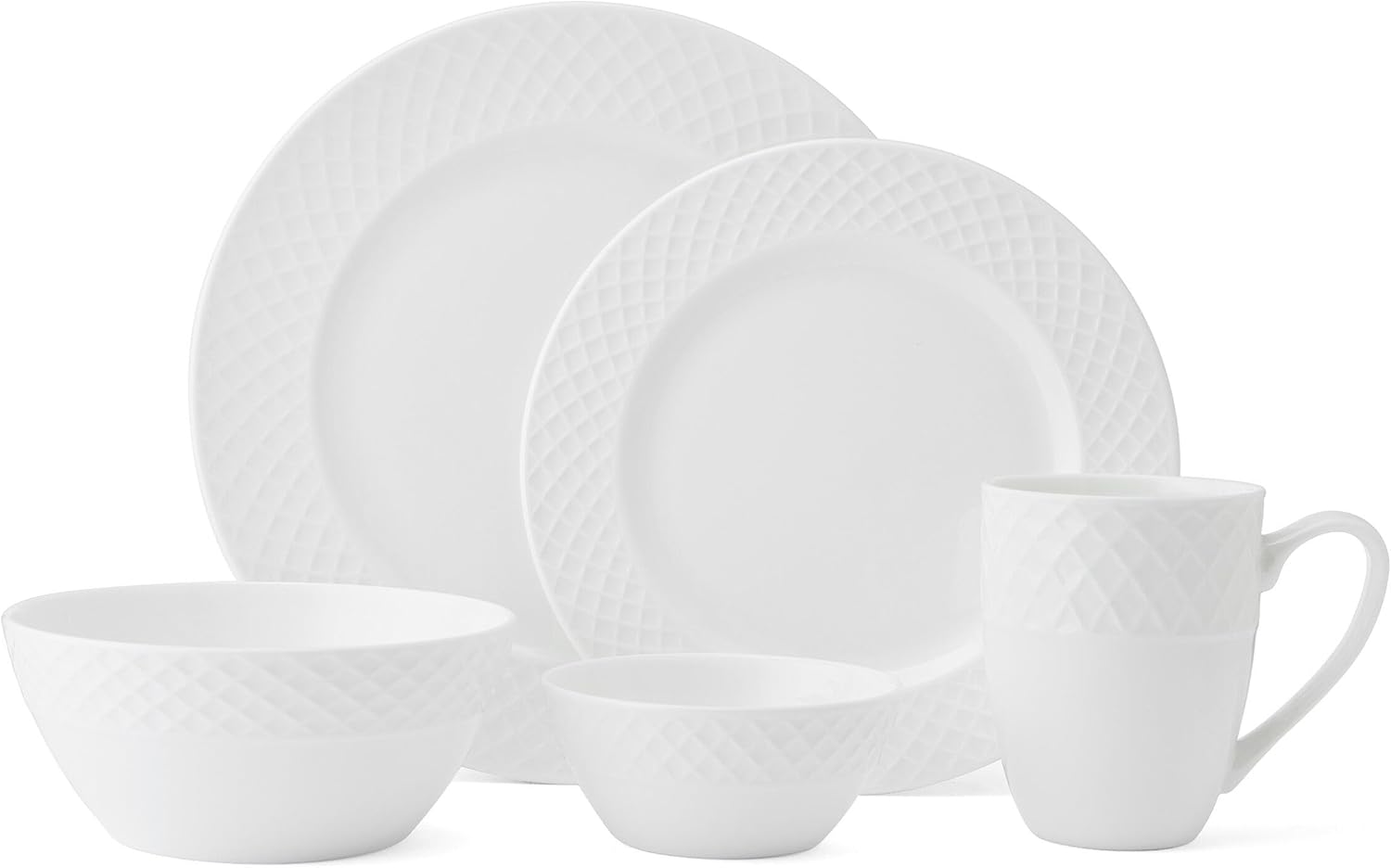 Mikasa Trellis Bone China Lightweight Chip Resistant 40 Piece Dinnerware Set, Service for 8