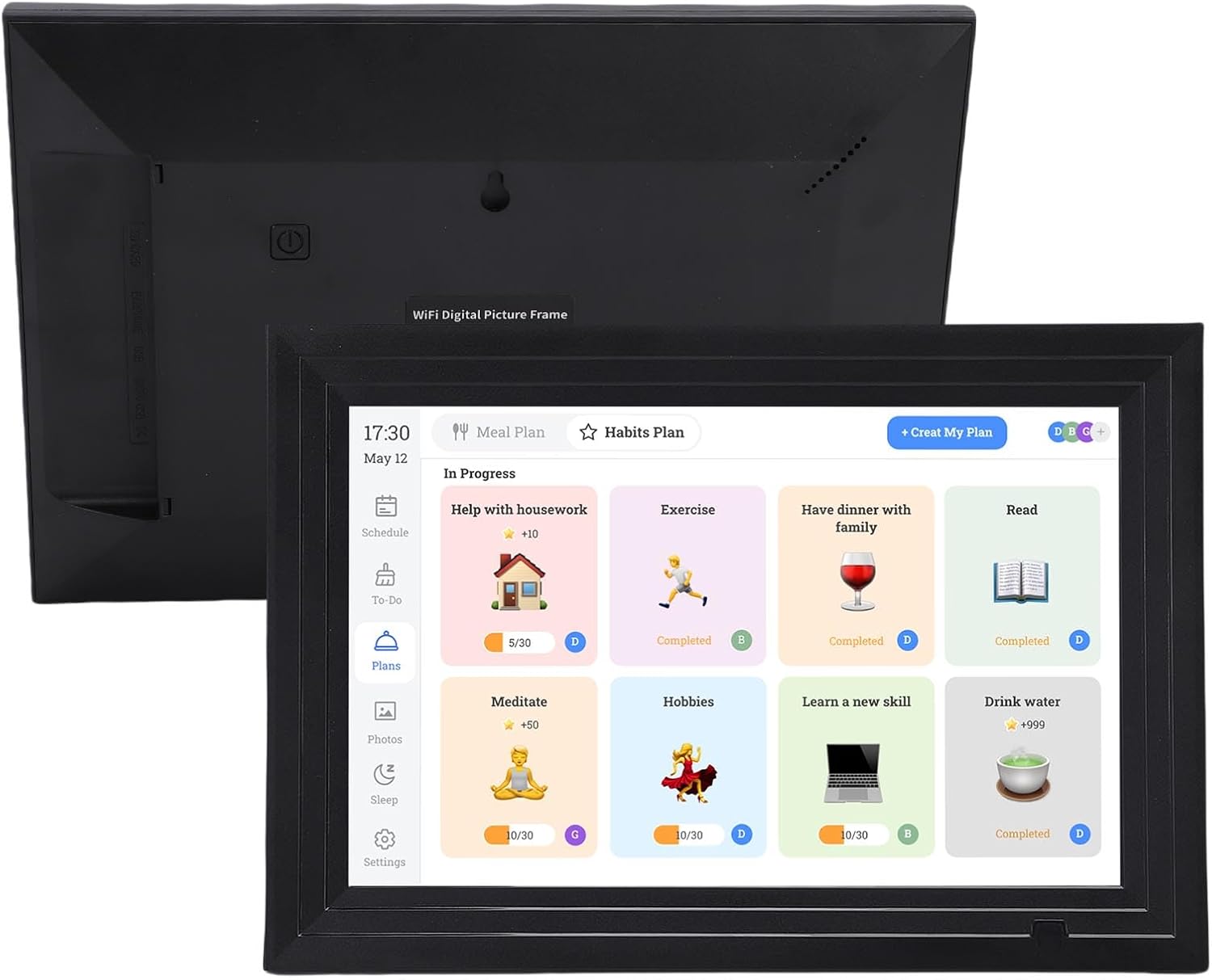 GOWENIC Smart Digital Calendar, 10.1 inch touchscreen, Cloud Photo Frame, APP Control, Versatile Display, with AI Intelligent Photo Repair