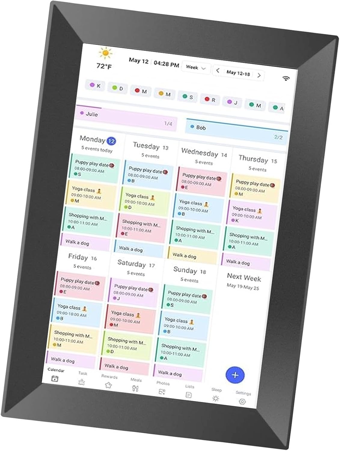ciciglow Smart Digital Calendar, 10.1 Inch Wi Fi Electronic Wall Calendars Chore Chart, Interactive Touchscreen for Family Schedule Meal Planner, 32GB, Wall and Desk Mountable (US Plug)