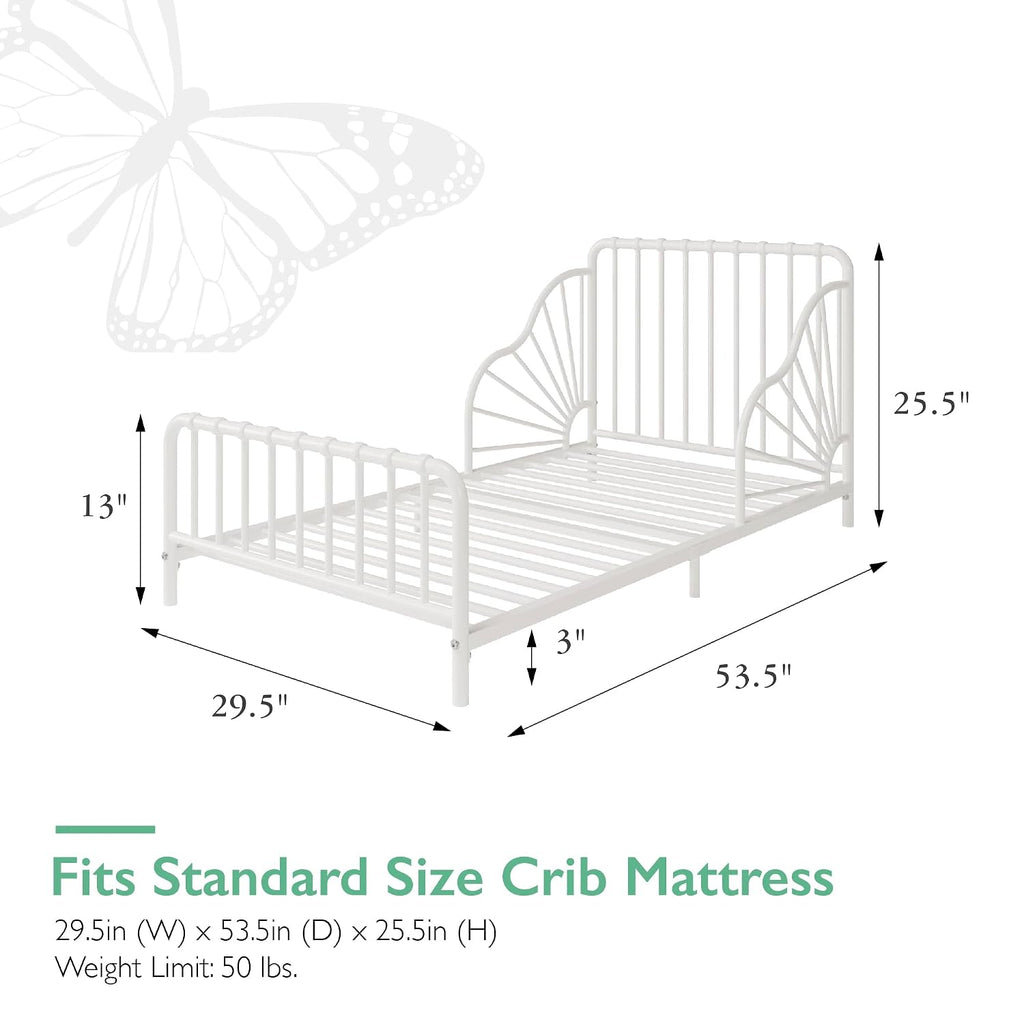 Little Seeds Quinn Whimsical Metal Toddler Bed, Off White