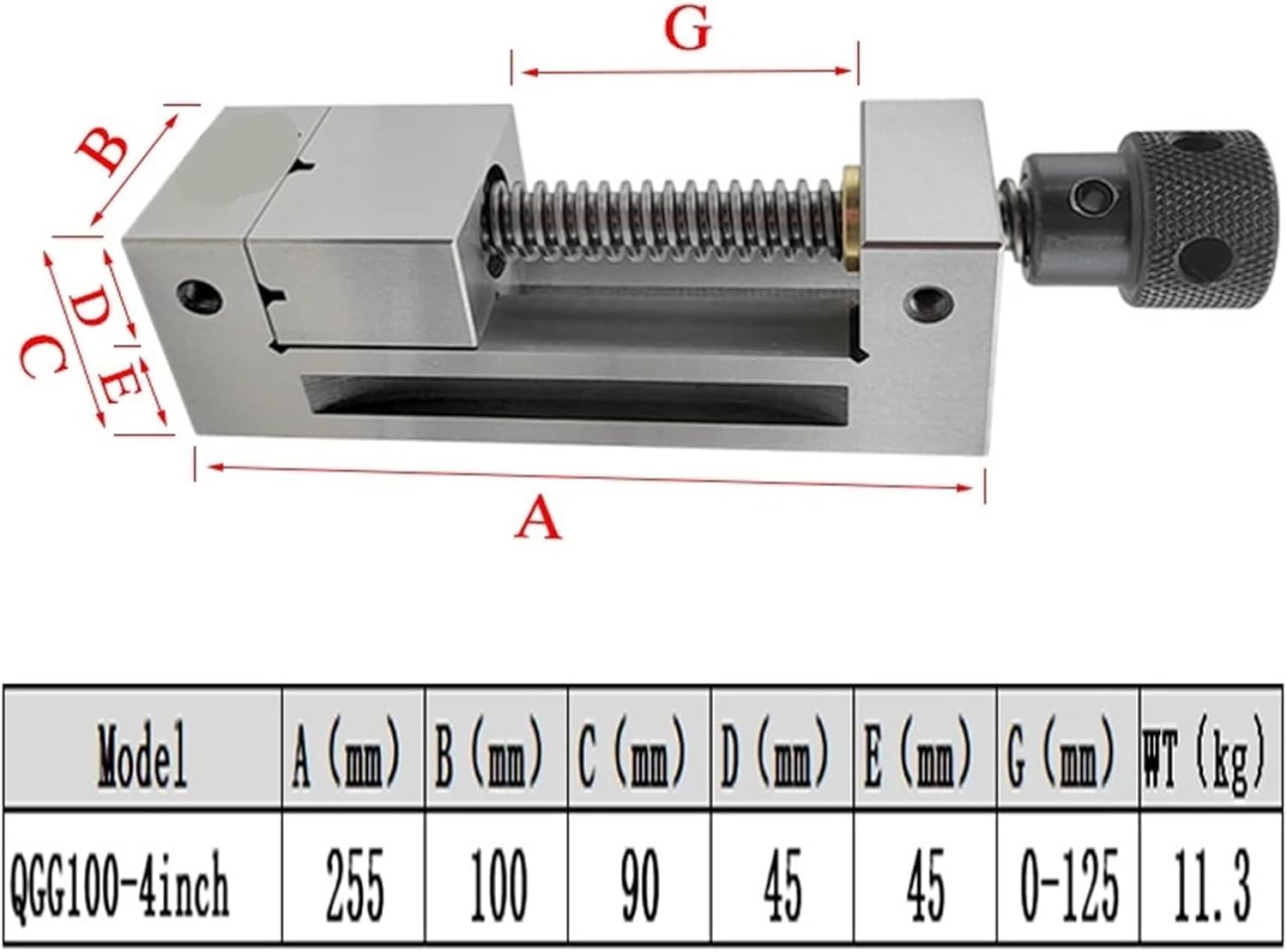 4.0 Inch Vise Machine Vise Fast Moving Vise, Premium Precision Grinding Vise, Hardened Surfaces(QGG 4.0inch)