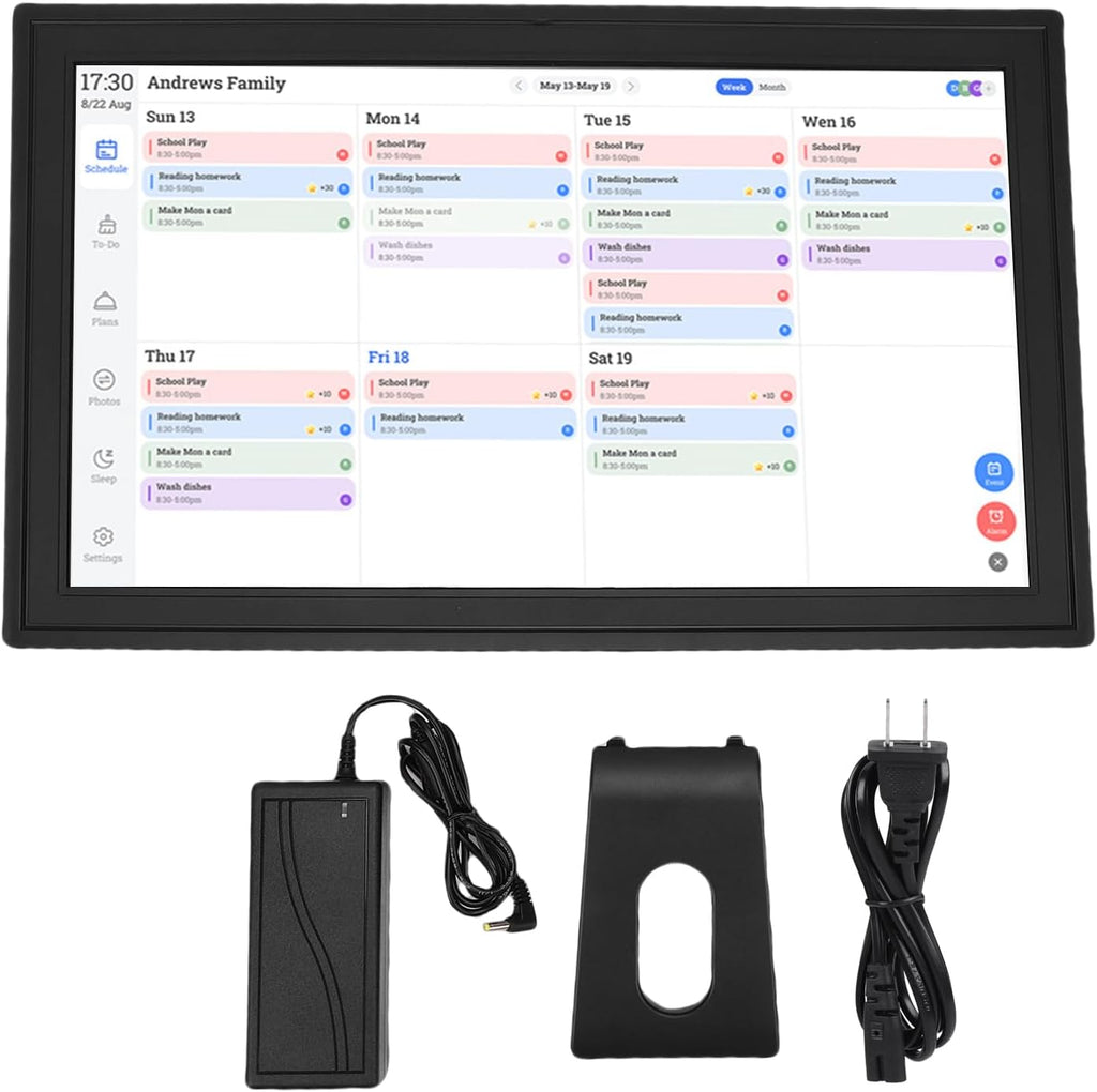 18.5 In Smart Digital Calendar Planner, Touchscreen Interactive & App Control, Wall Desk Mount Digital Picture Frame, for Family Planning (US Plug 500W)