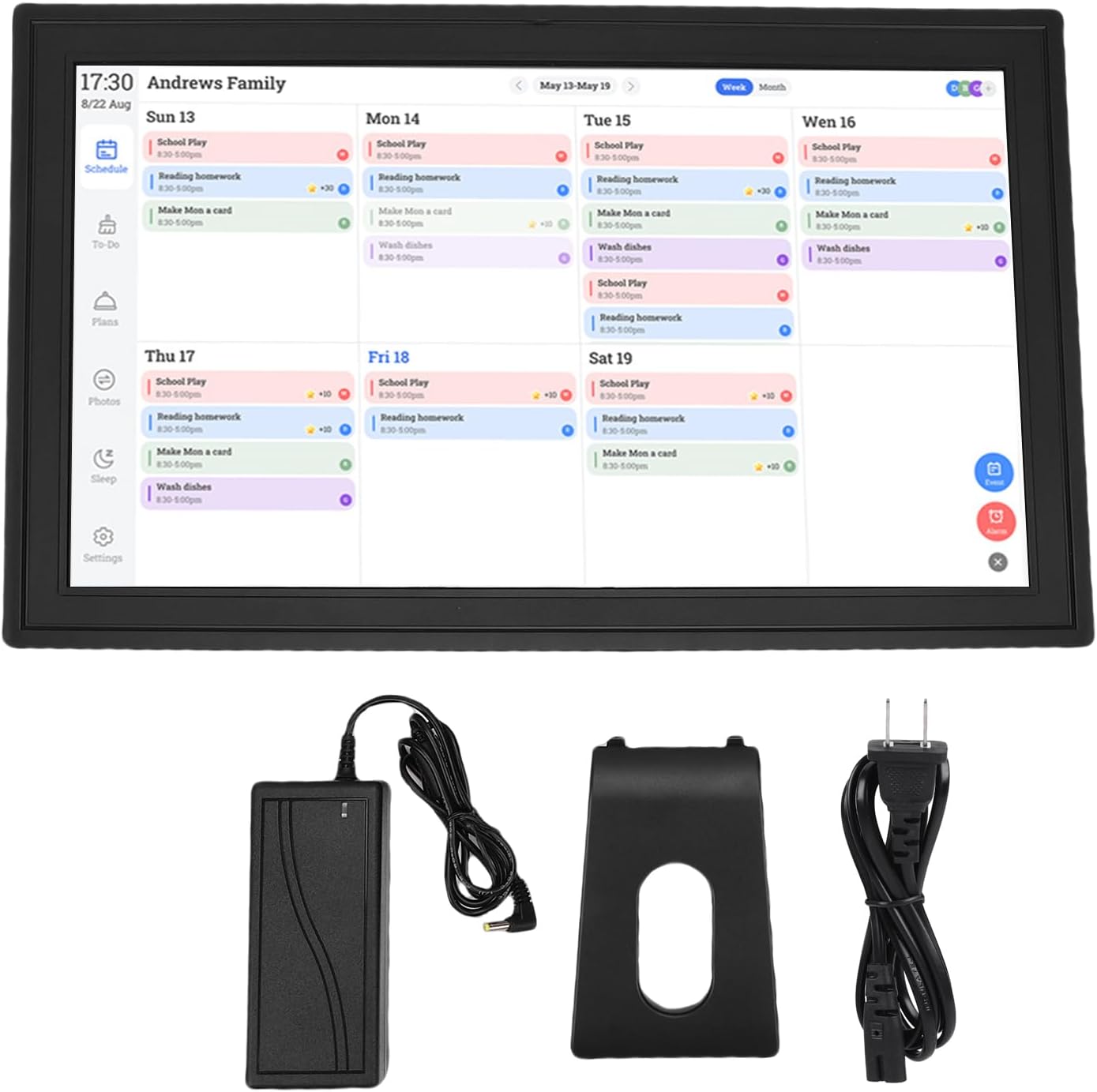 Yoidesu Smart Digital Calendar, 1080p HD Touchscreen Interactive Chore Chart with App Control, Desk WiFi Family Planner with 32GB Memory, for Family Schedules Meeting Reminders (US Plug)