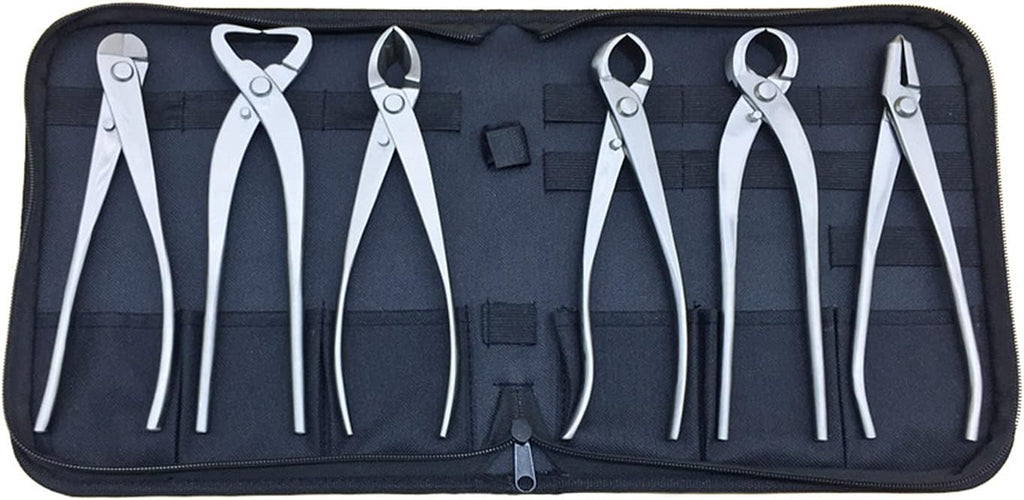 YUEWO Bonsai Tool Kit 6 Pcs 8' Master's Grade for Bonsai Tree with Wire Cutter, Trunk Splitter, Jin Pliers, Knob Cutter Concave, Round Edge Branch Cutter, Jin Pliers Wire Pliers