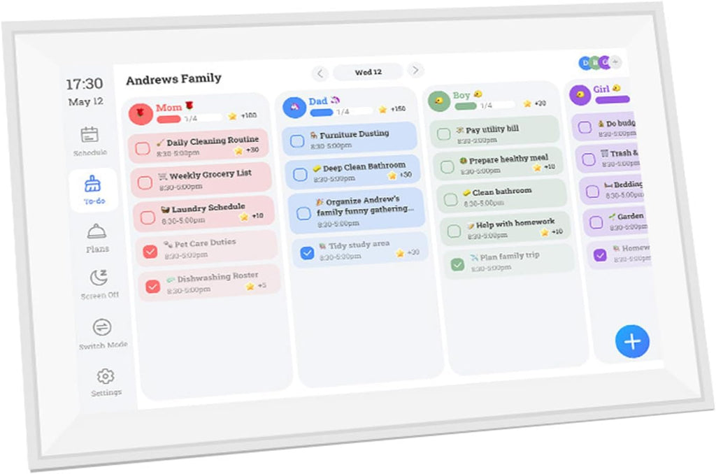 Smart Digital Calendar Wall Touch Screen 15.6'' - FHD Electronic Wall Calendar with Chore Chart, Family Schedule Planner & Meal Tracker, Support Wall/Desk Installation (15.6 inches)
