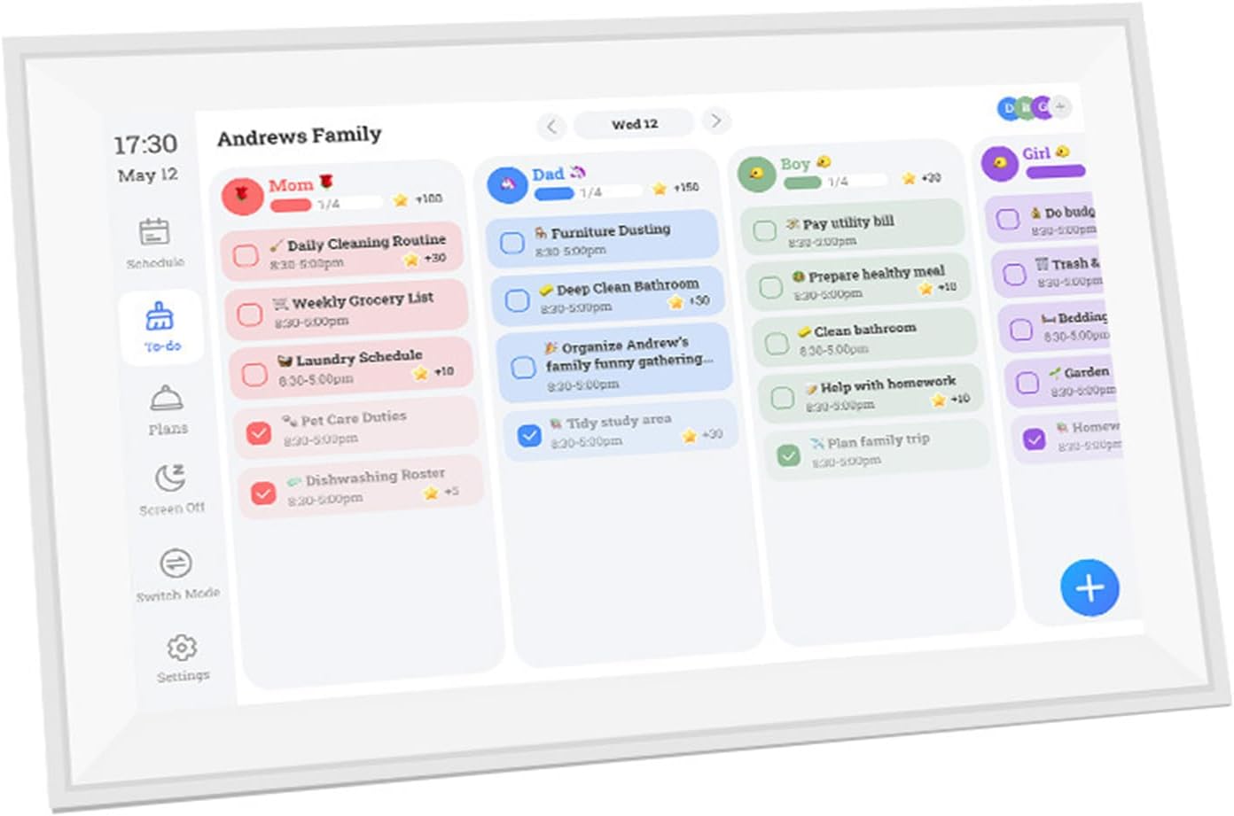 Smart Digital Calendar Wall Touch Screen 15.6'' - FHD Electronic Wall Calendar with Chore Chart, Family Schedule Planner & Meal Tracker, Support Wall/Desk Installation (15.6 inches)