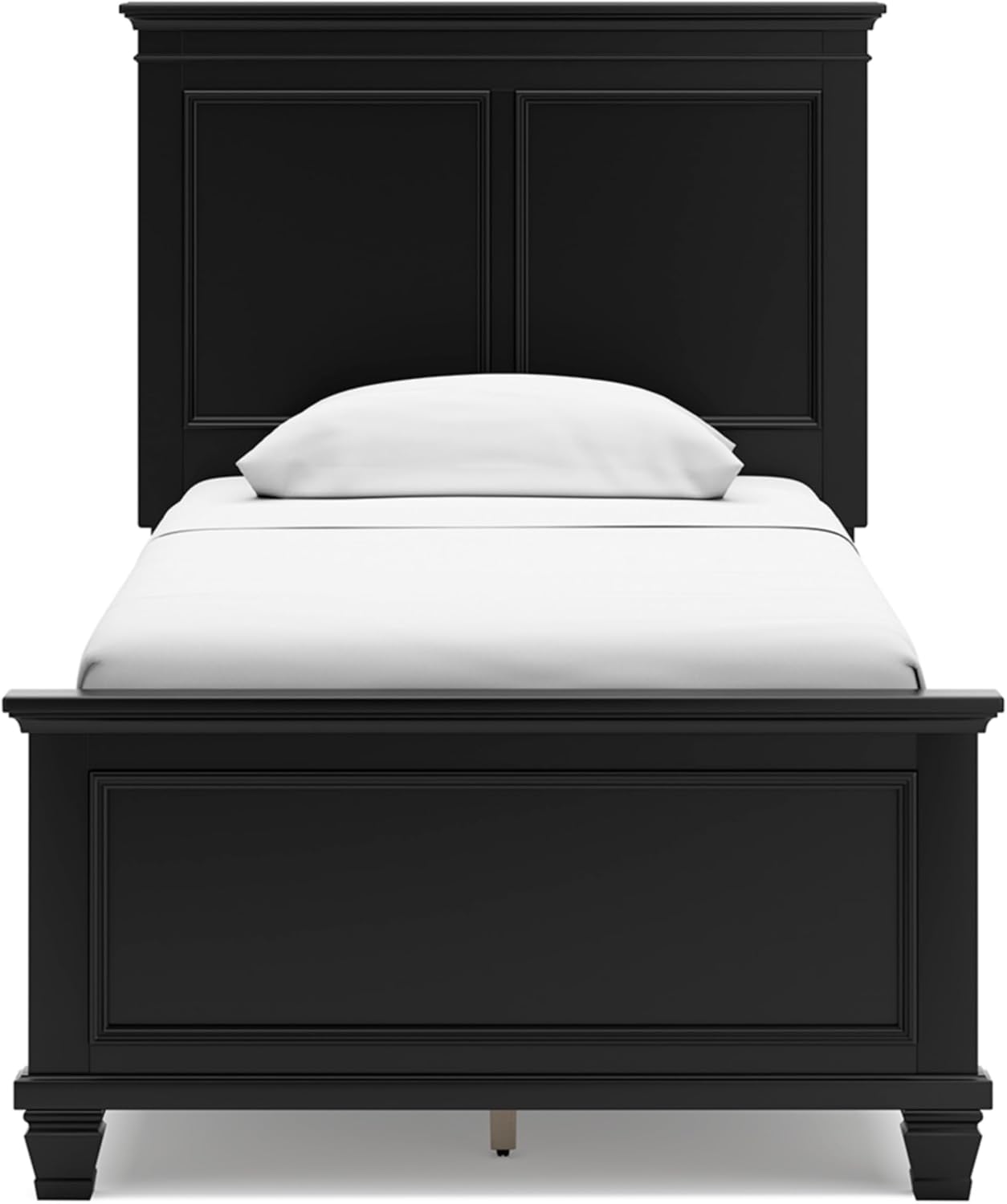 Signature Design by Ashley Lanolee Transitional Twin Panel Bed with Tapered Feet, Foundation or Box Spring Needed, Black